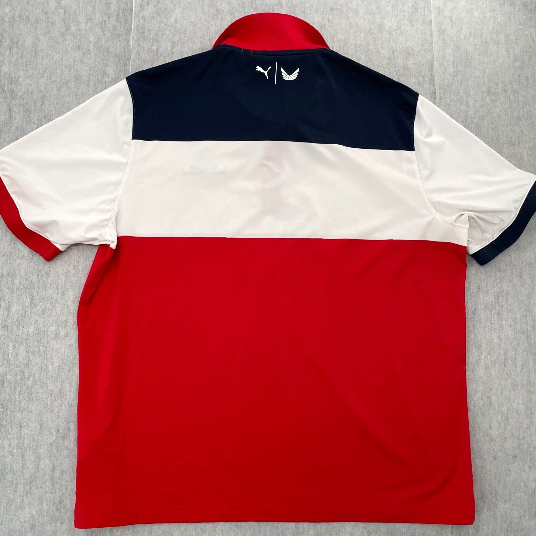 Puma PUMA Golf Polo Shirt Adult XL Red White Blue Colorblock Short Sleeve Logo Activewear Mens Size US XL / EU 56 / 4 - 2 Thumbnail