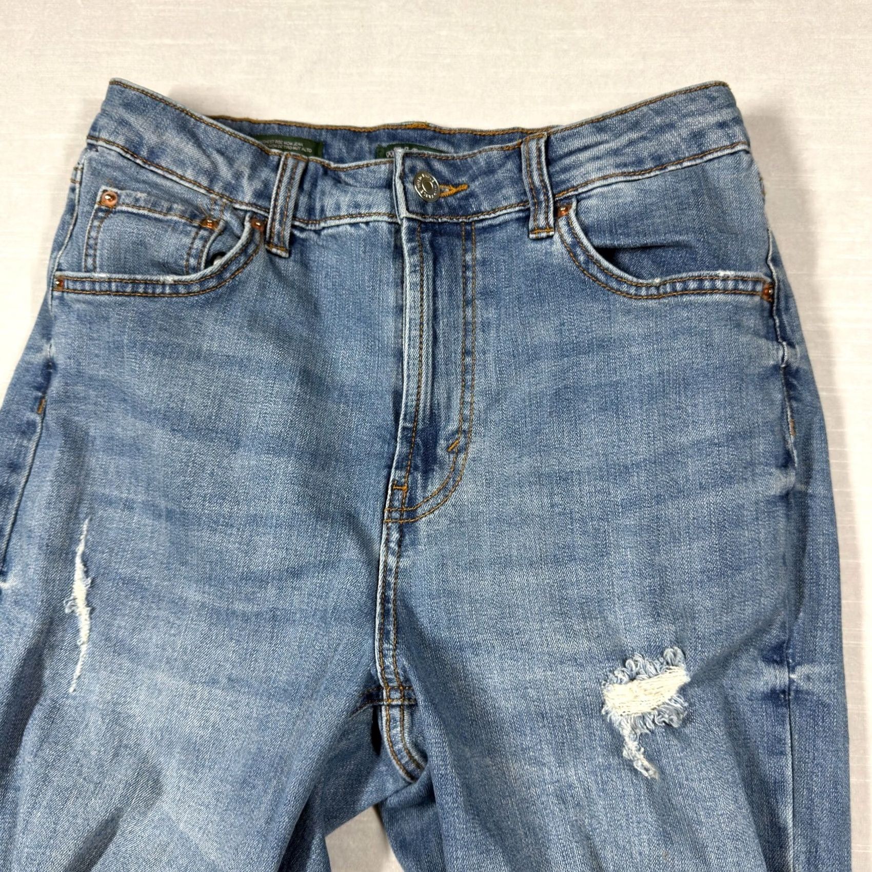 Vintage Wild Fable Jeans Womens 6 Blue Straight Leg Medium Washed Distressed Ripped Mom Jeans 90s Grunge Womens Size 28" / US 6 / IT 42 - 4 Thumbnail