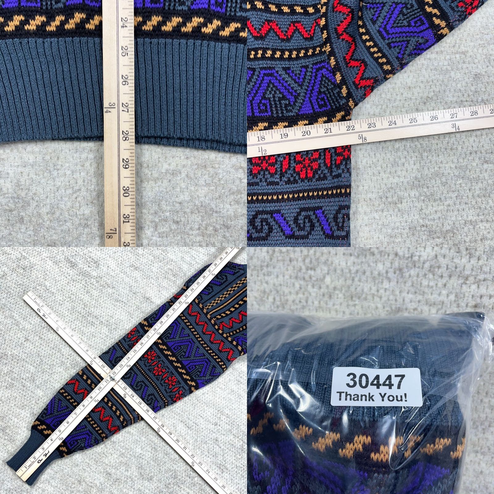 Vintage VINTAGE Grandpa Sweater Men XL Gray Purple Geometric Acrylic Wool Knit Golf 90s Size US XL / EU 56 / 4 - 8 Thumbnail