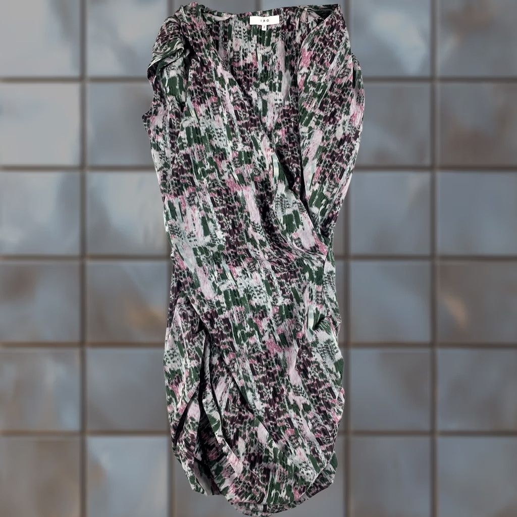 Iro IRO Sleeveless V-Neck Abstract Pattern Draped STORM Dress WOMEN 2 Mini Short Multicolor Party Wedding Night Out Size XS / US 0-2 / IT 36-38 - 1 Thumbnail