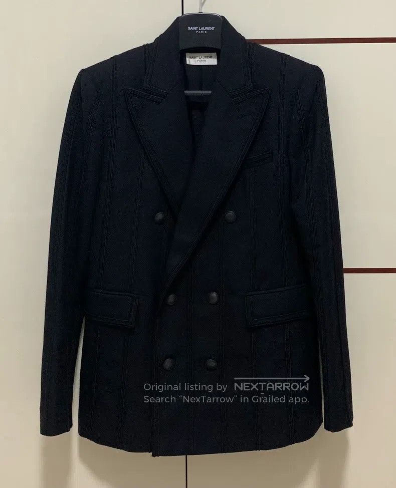 Saint Laurent Paris Saint Laurent Paris Black striped braided button double-br Size US S / EU 44-46 / 1 - 1 Thumbnail