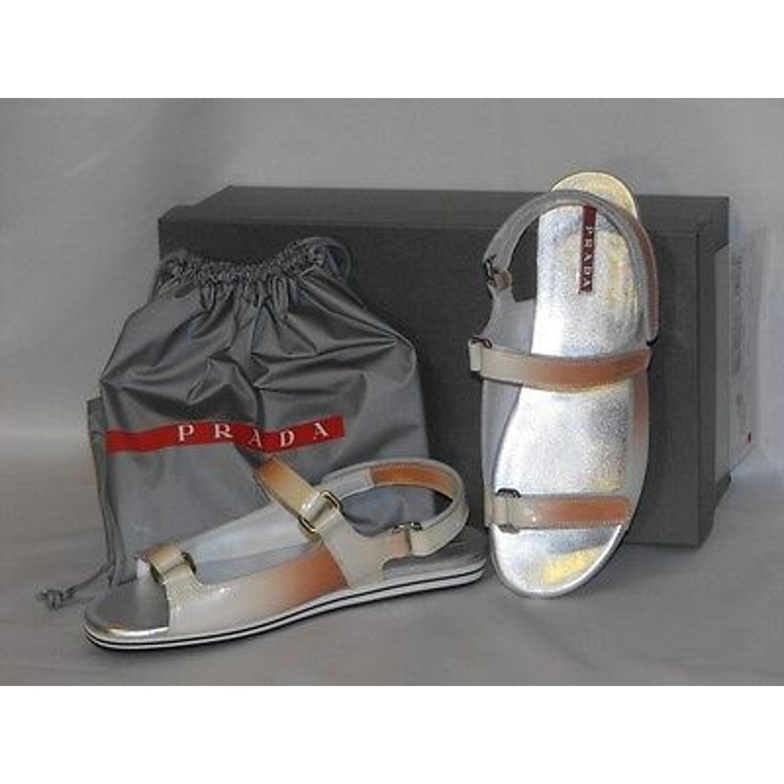 PATENT OMBRE LEATHER FLATS TWO TONES GLADIATOR SANDALS 37