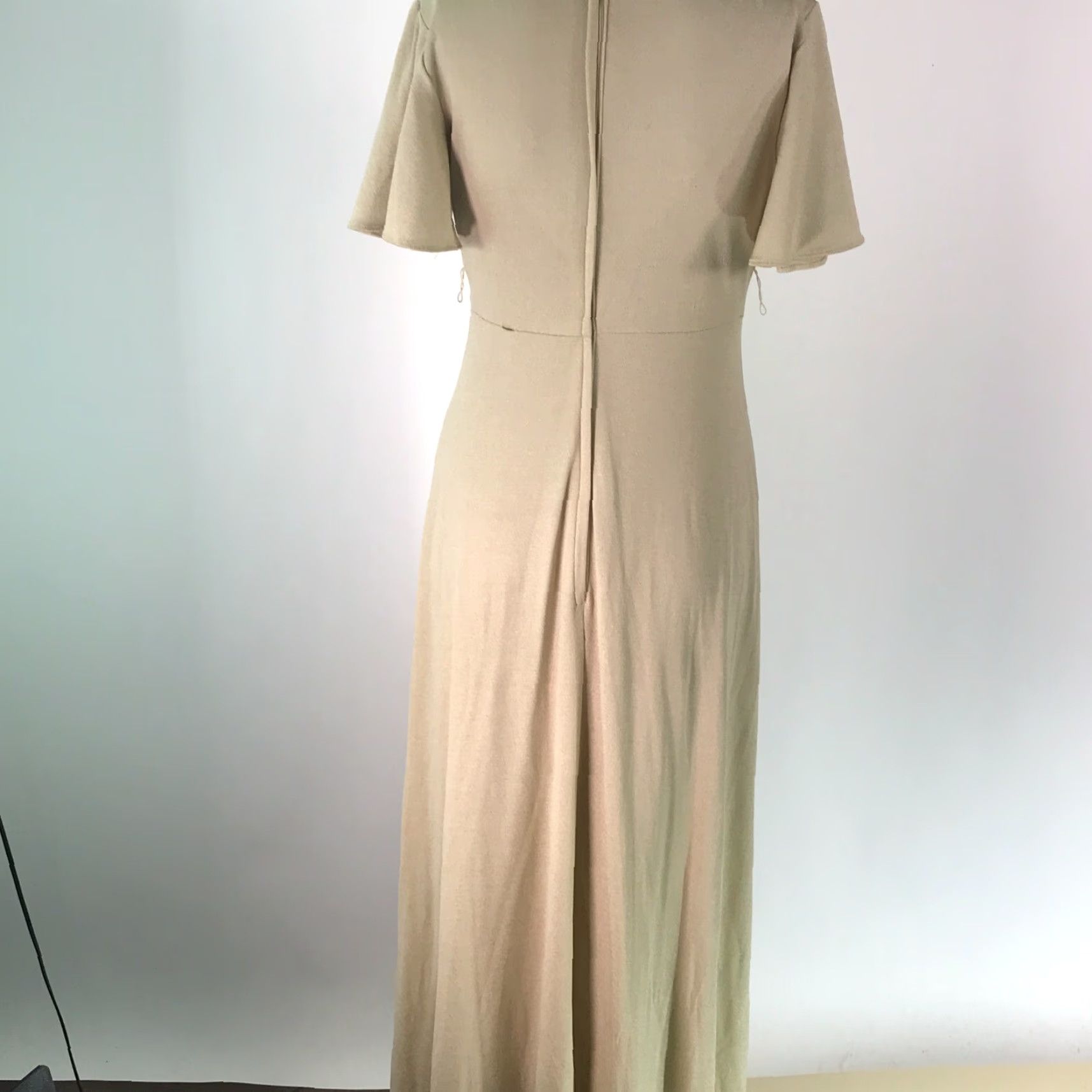 Vintage VINTAGE ILGWU Women's Maxi Dress Short Sleeve Tie Front Casual Beige 9 Summer Spring Fall Winter Classic Size 30" / US 8 / IT 44 - 2 Thumbnail