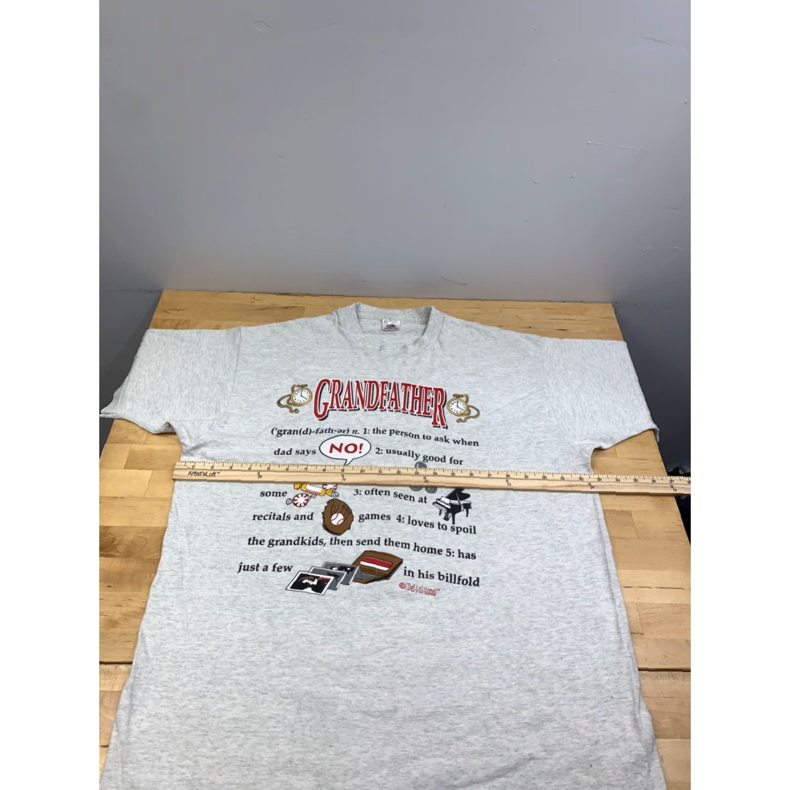 Fruit Of The Loom VINTAGE Grandfather Dictionary Definition SHirt Mens XL Gray 1990s Size US XL / EU 56 / 4 - 6 Thumbnail