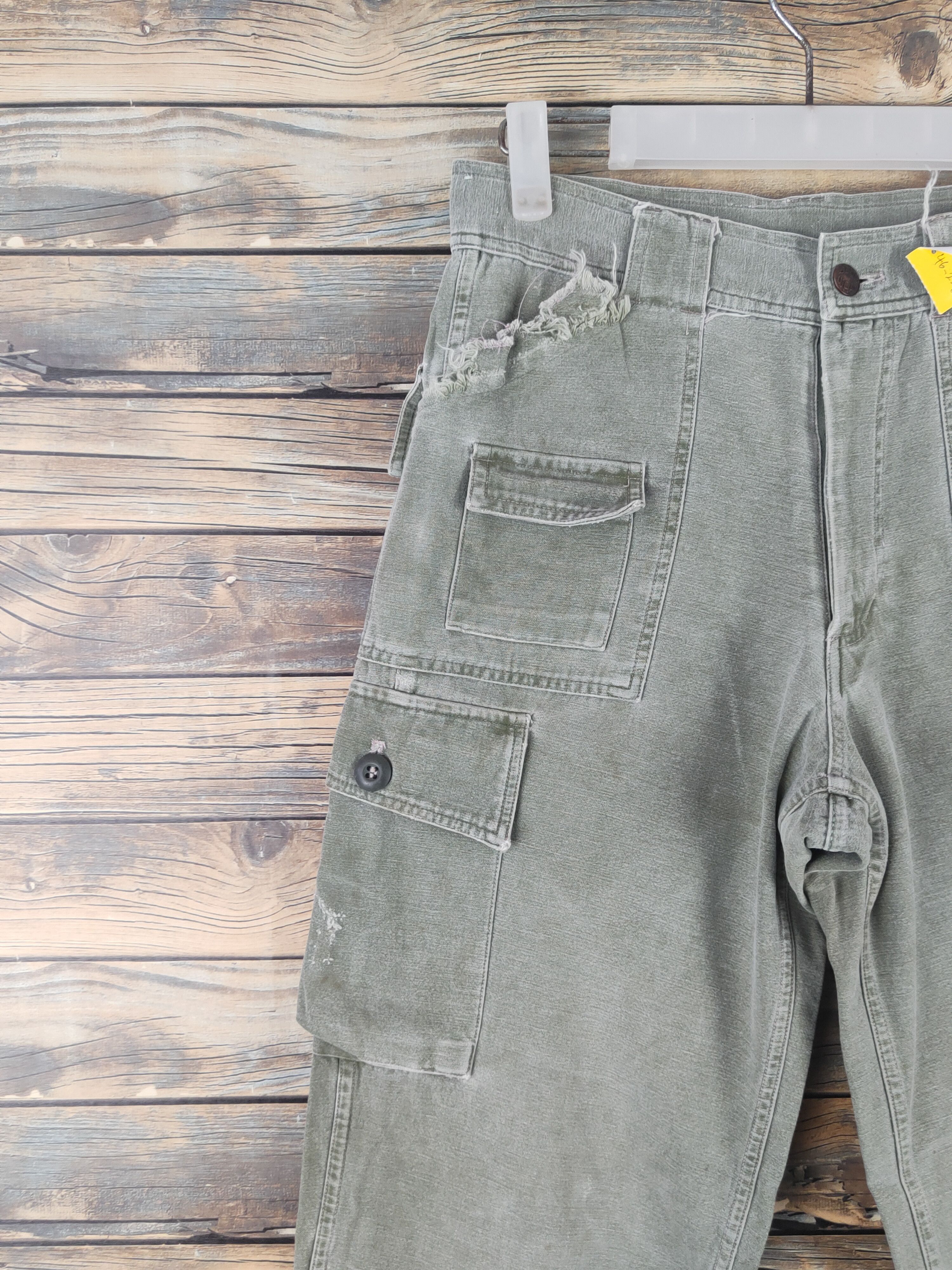 Japanese Brand DL Blue Way Green Faded Multipocket Cargo Pants #46-228T Size US 28 / EU 44 - 4 Thumbnail