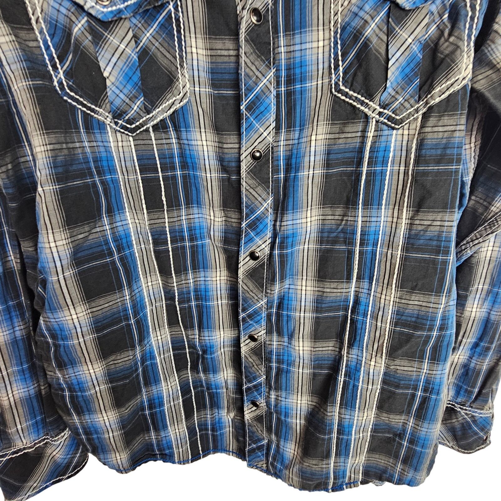 BKE BKE Men Plaid Western Shirt XL Snap Slim Fit Cowboy Country Size US XL / EU 56 / 4 - 3 Thumbnail