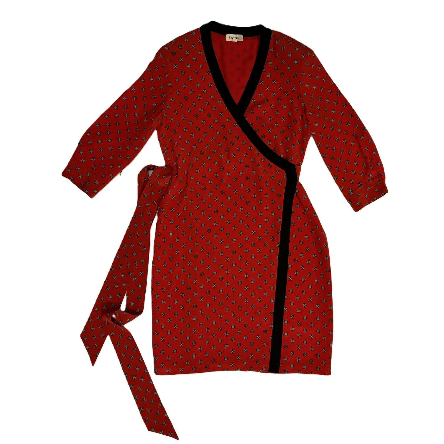 L'AGENCE L'Agence Silk Wrap Dress Red Navy Pattern Small Size S / US 4 / IT 40 - 7 Thumbnail