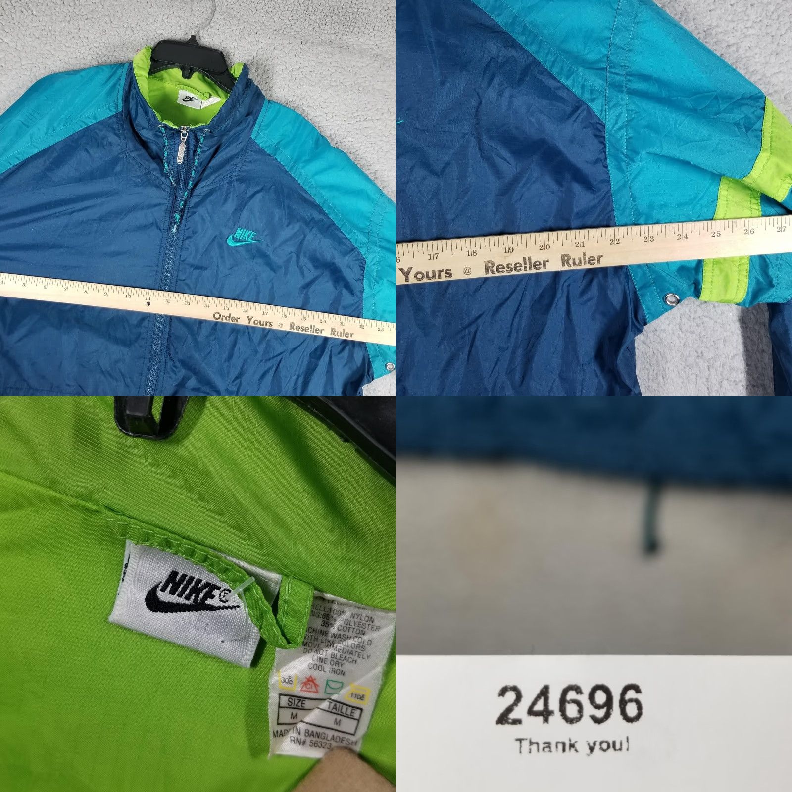 Nike Nike Windbreaker Jacket Mens Medium Blue Teal Green Full Zip Lined Swoosh Retro Size US M / EU 48-50 / 2 - 8 Thumbnail