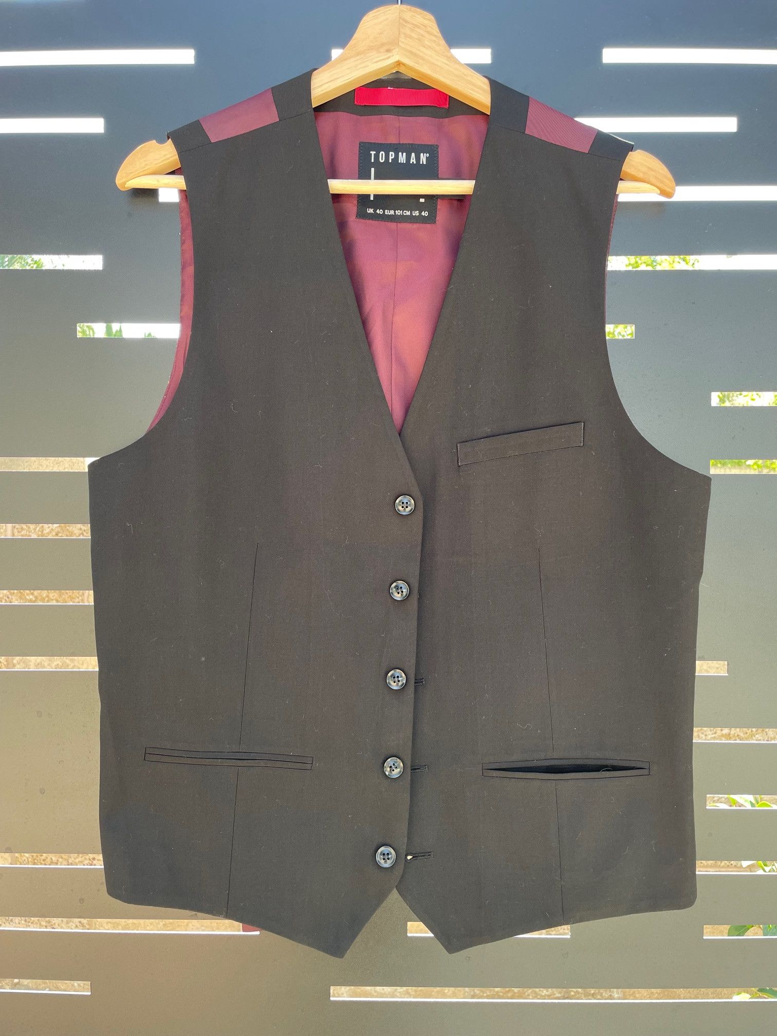 Topman Topman Black Slim Fit 3-Piece Suit 40R / 34R + 2 Vests Size 40R - 7 Thumbnail