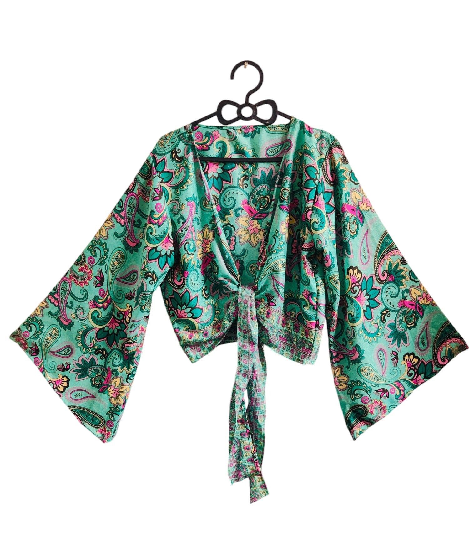 Other Blue Bell Sleeves Silk Floral Printed Women Assorted Tie Top Size M / US 6-8 / IT 42-44 - 1 Thumbnail