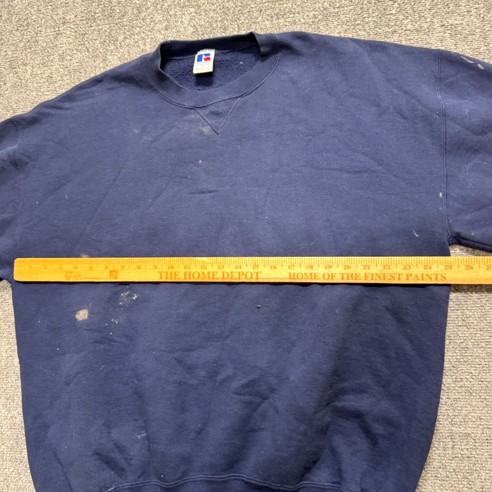 Vintage VINTAGE Russell Pullover Sweatshirt Navy Blue 2XL Men Fate Distressed Made In USA 90s Y2K Stained Fade Blue Mens Size US XXL / EU 58 / 5 - 4 Thumbnail