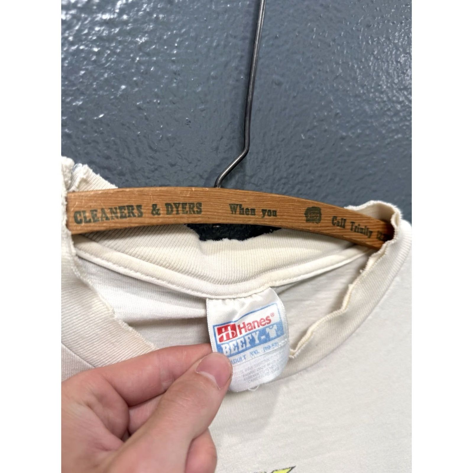 Hanes Vintage Hanes Shirt White Work Sucks I’m Racing 90’s Tee Size 2XL Size US XXL / EU 58 / 5 - 2 Thumbnail