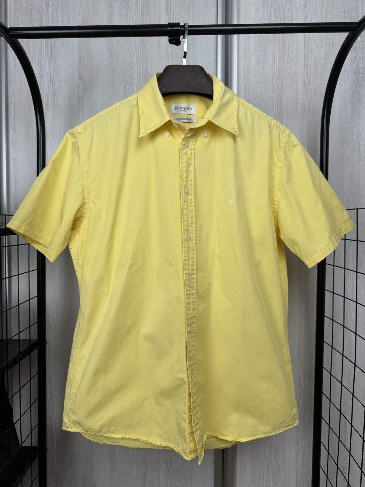 Vintage Yves Saint Laurent pour homme yellow short sleeve shirt Size US L / EU 52-54 / 3 - 4 Thumbnail