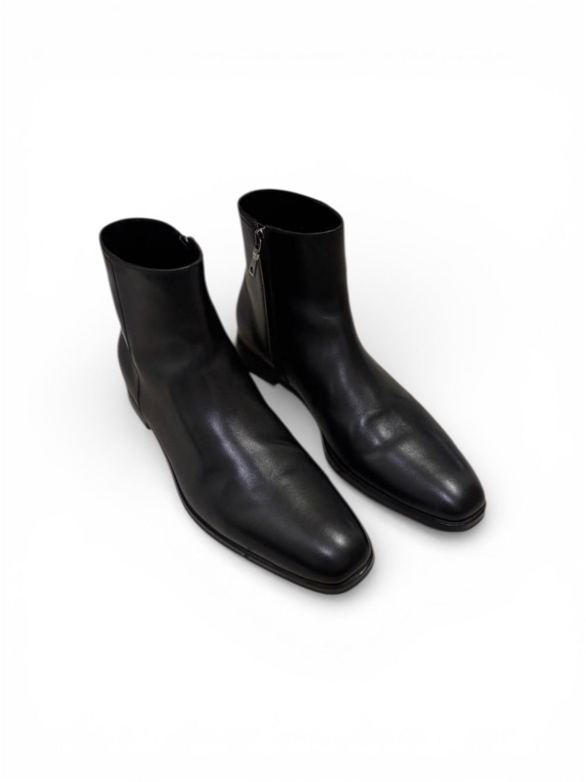 Prada 🧿calfskin leather zippered mid boots/shoes black Size US 10 / EU 43 - 2 Thumbnail