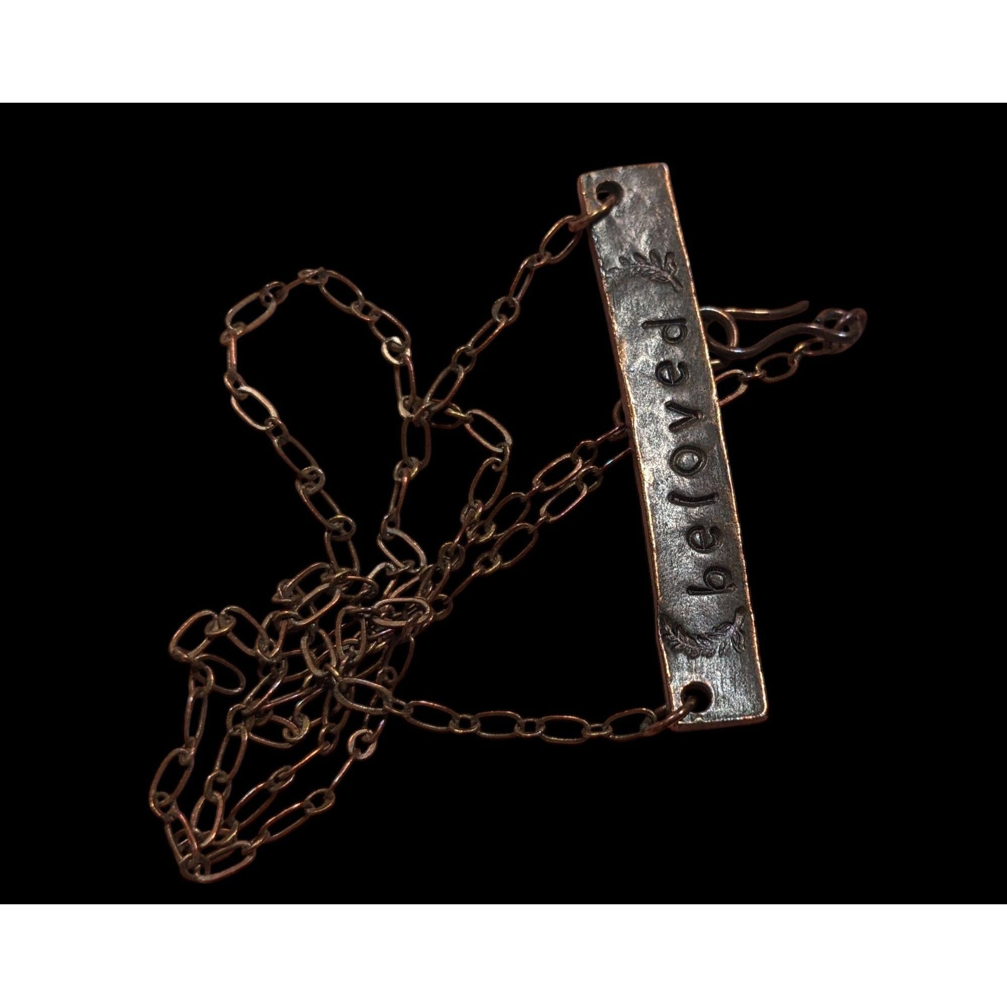 Other Rustic Beloved Hand Stamped Antiqued Copper Tone Necklace Size ONE SIZE - 5 Thumbnail