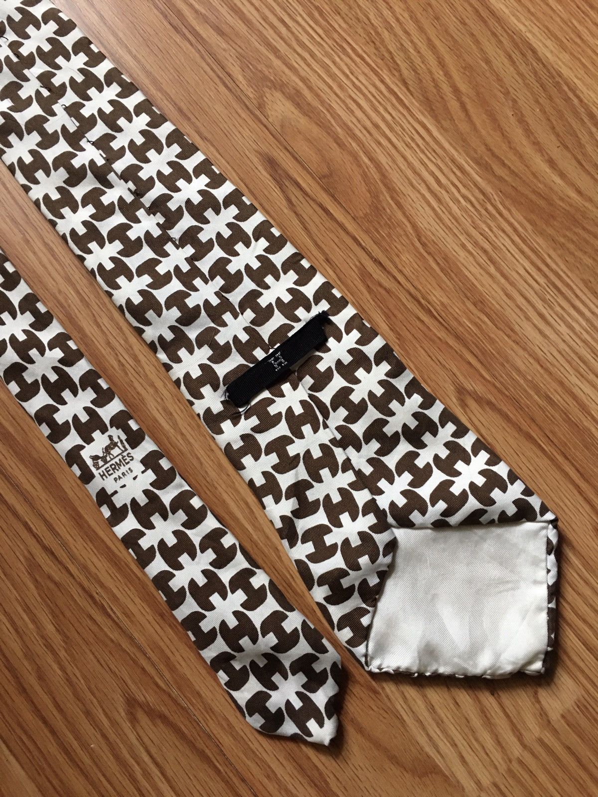 Hermes HERMES Paris Vintage Logo H Monogram 213 FA Silk Mens Tie Size ONE SIZE - 3 Thumbnail