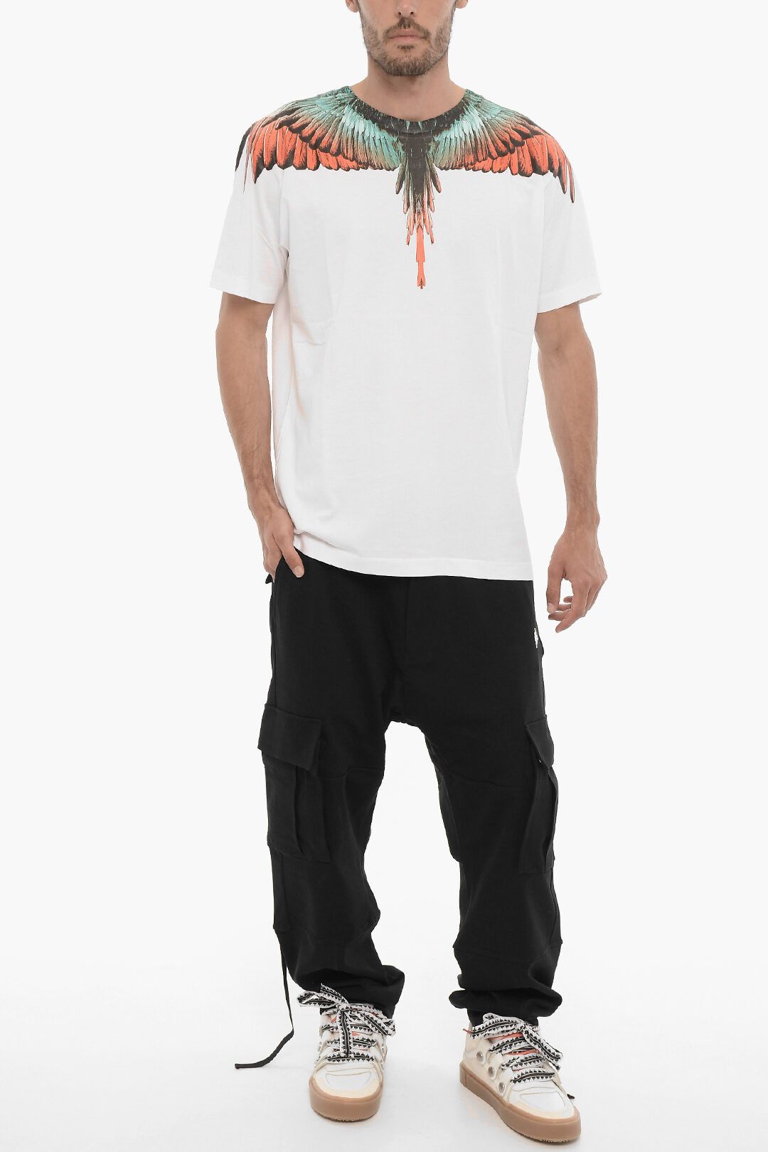 Marcelo Burlon og1mm0824 Crewneck T-Shirt in White Size US XS / EU 42 / 0 - 4 Thumbnail