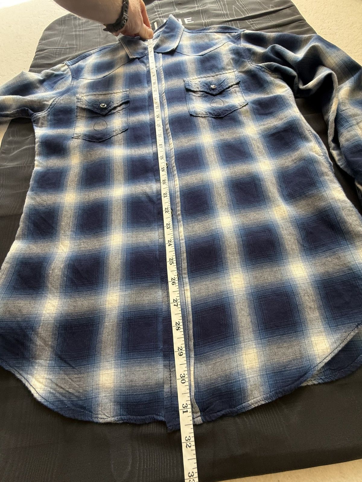 Saint Laurent Paris FW16 Saint Laurent blue white shadow western flannel Hedi Size US S / EU 44-46 / 1 - 7 Thumbnail
