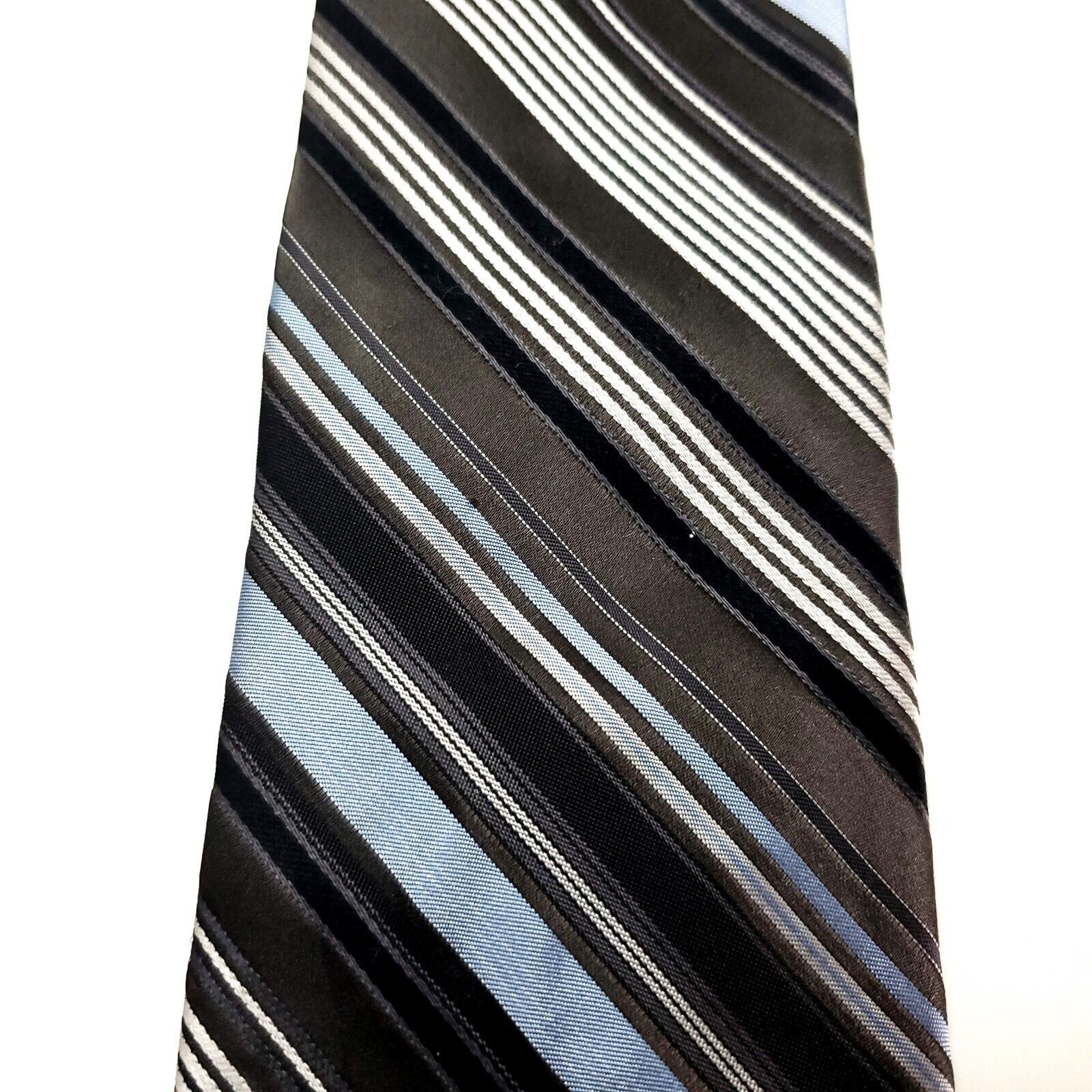 Calvin Klein Calvin Klein Silk Tie Woven Brown Striped Blue Size ONE SIZE - 2 Thumbnail