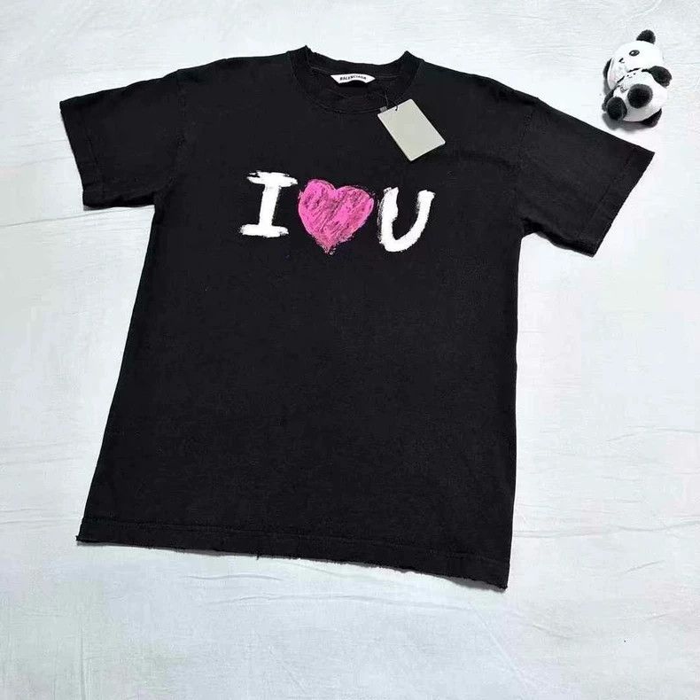 LOVE ダメージ加工 U BALENCIAGA I Tシャツ