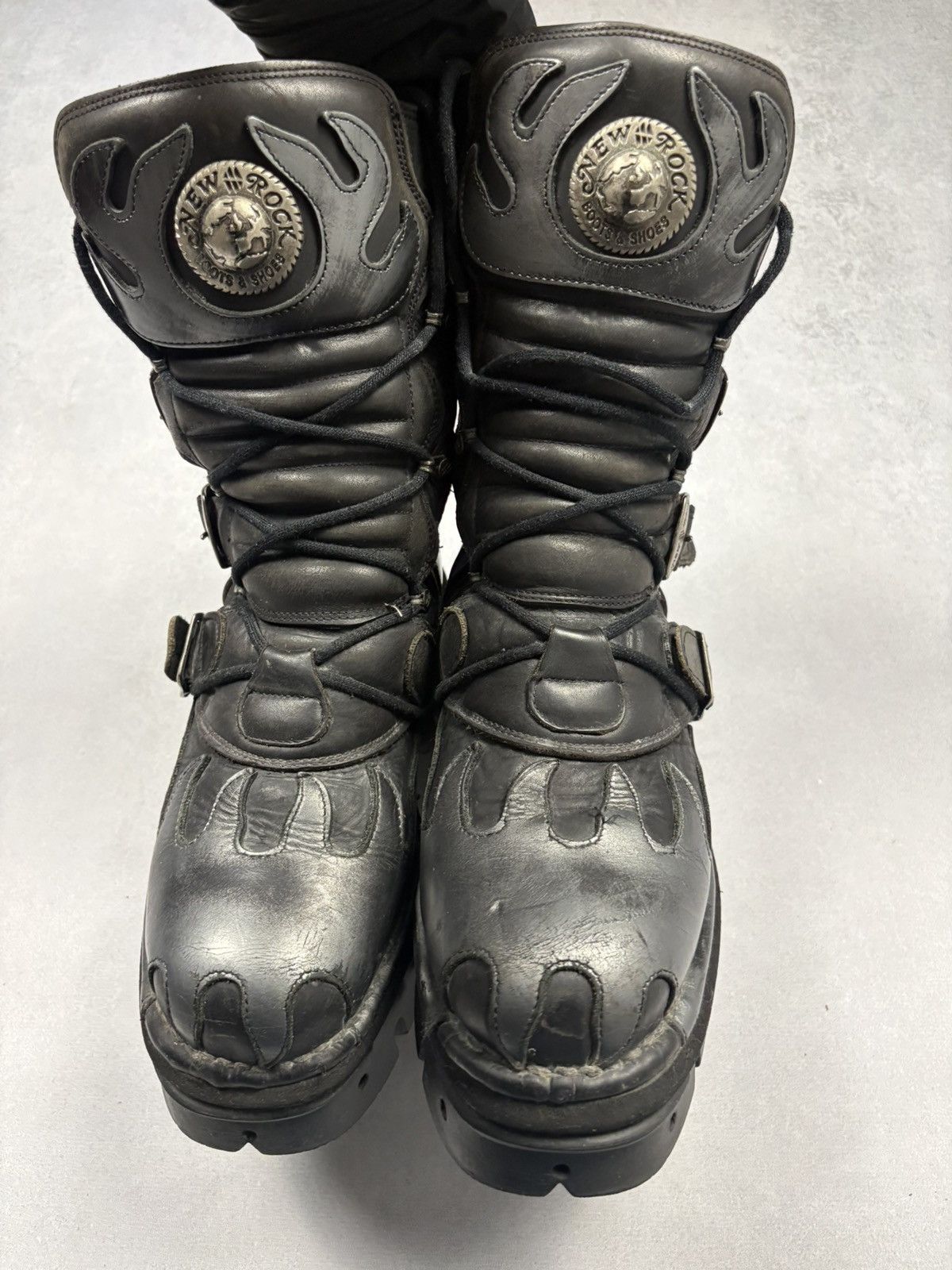 New Rock New Rock Reactor Boots Leather Flame Y2K Gothic Biker 41 Size US 8 / EU 41 - 2 Thumbnail