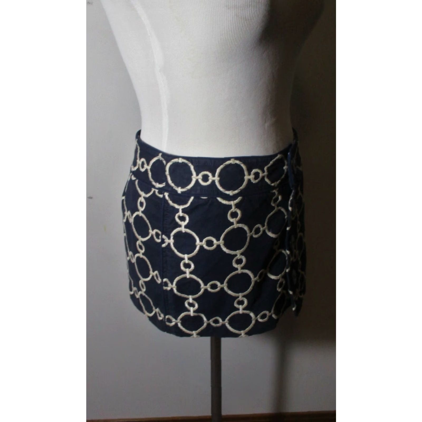 Juicy Couture JUICY COUTURE Blue Button Mini Skirt 0 Women's Cotton Short 12" Long Geometric Pattern Fall Spring Summer Vintage No Size 25" / US 0 / IT 36 - 3 Thumbnail