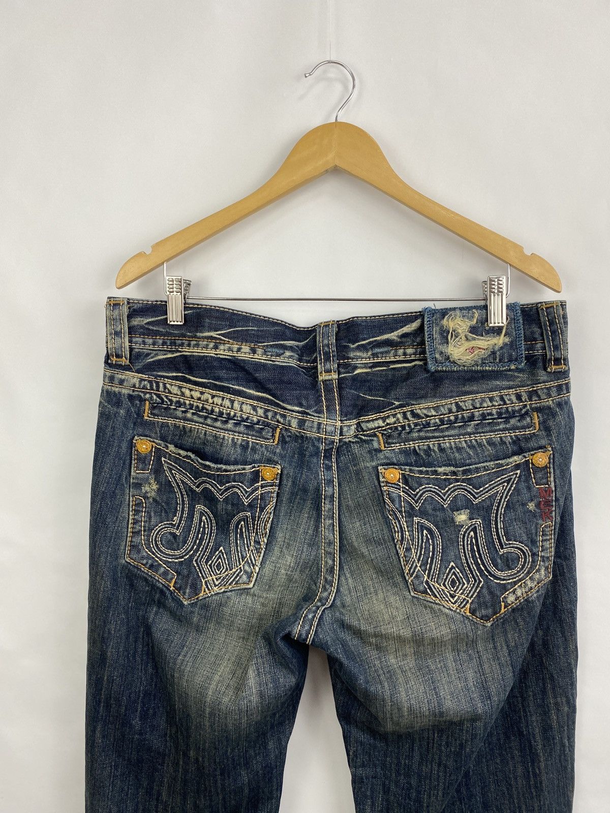 4GSELLER 🇯🇵 Y2K MEK Denim USA Trashed Faded Japan Style Jeans Rare Size US 34 / EU 50 - 4 Thumbnail