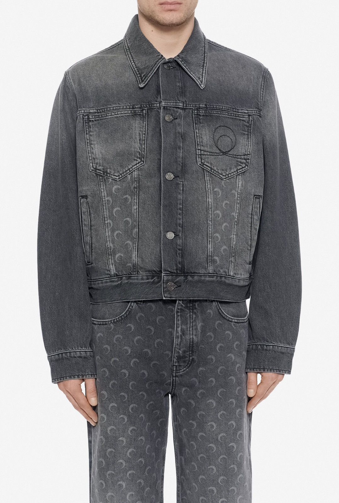 Marine Serre Last Size Marine Serre Regen Moon-Print Denim Working Jacket Size US M / EU 48-50 / 2 - 1 Thumbnail
