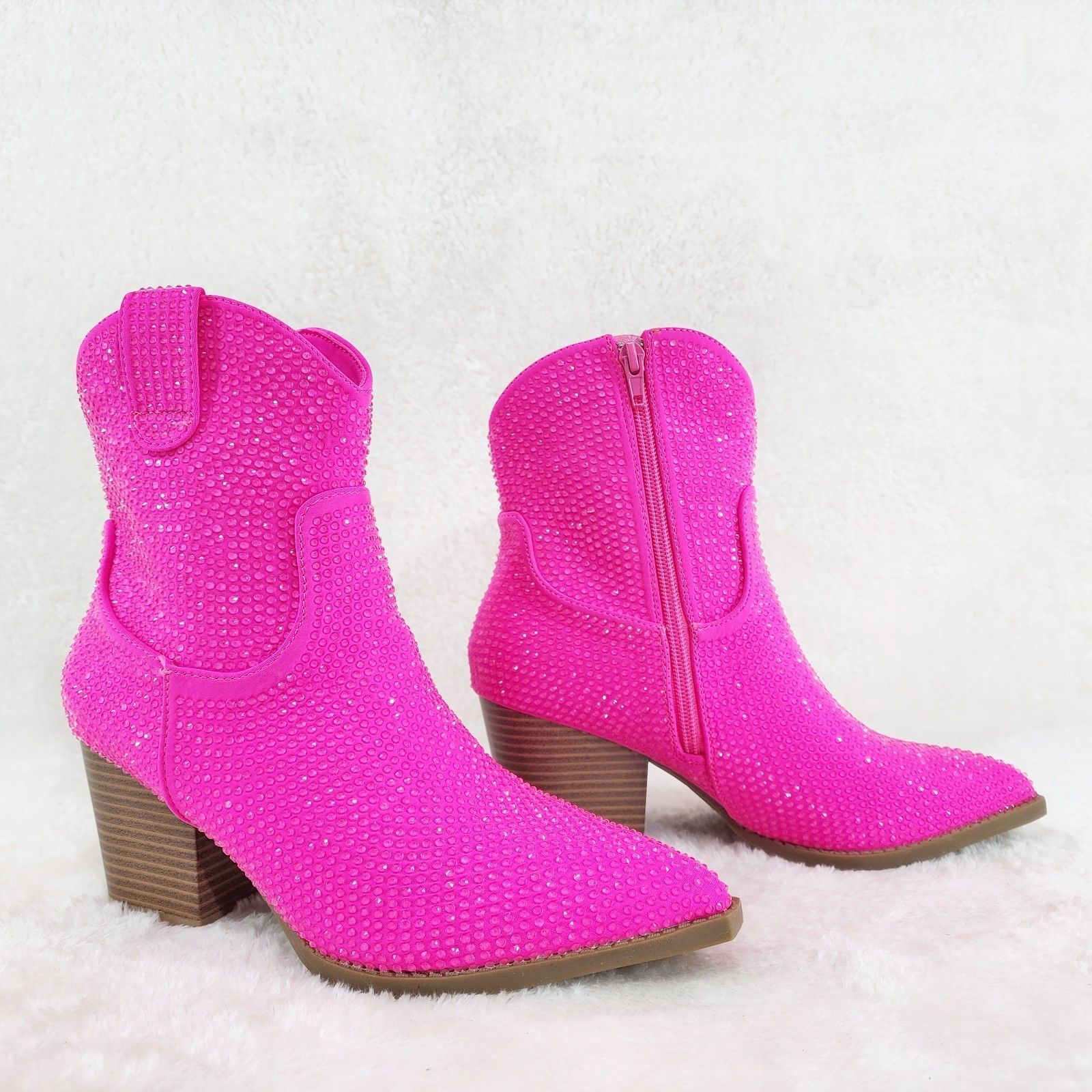 Other Dolly Neon Pink Rhinestone Disco Cowgirl Country Glam Wester Size US 10 / IT 40 - 5 Thumbnail