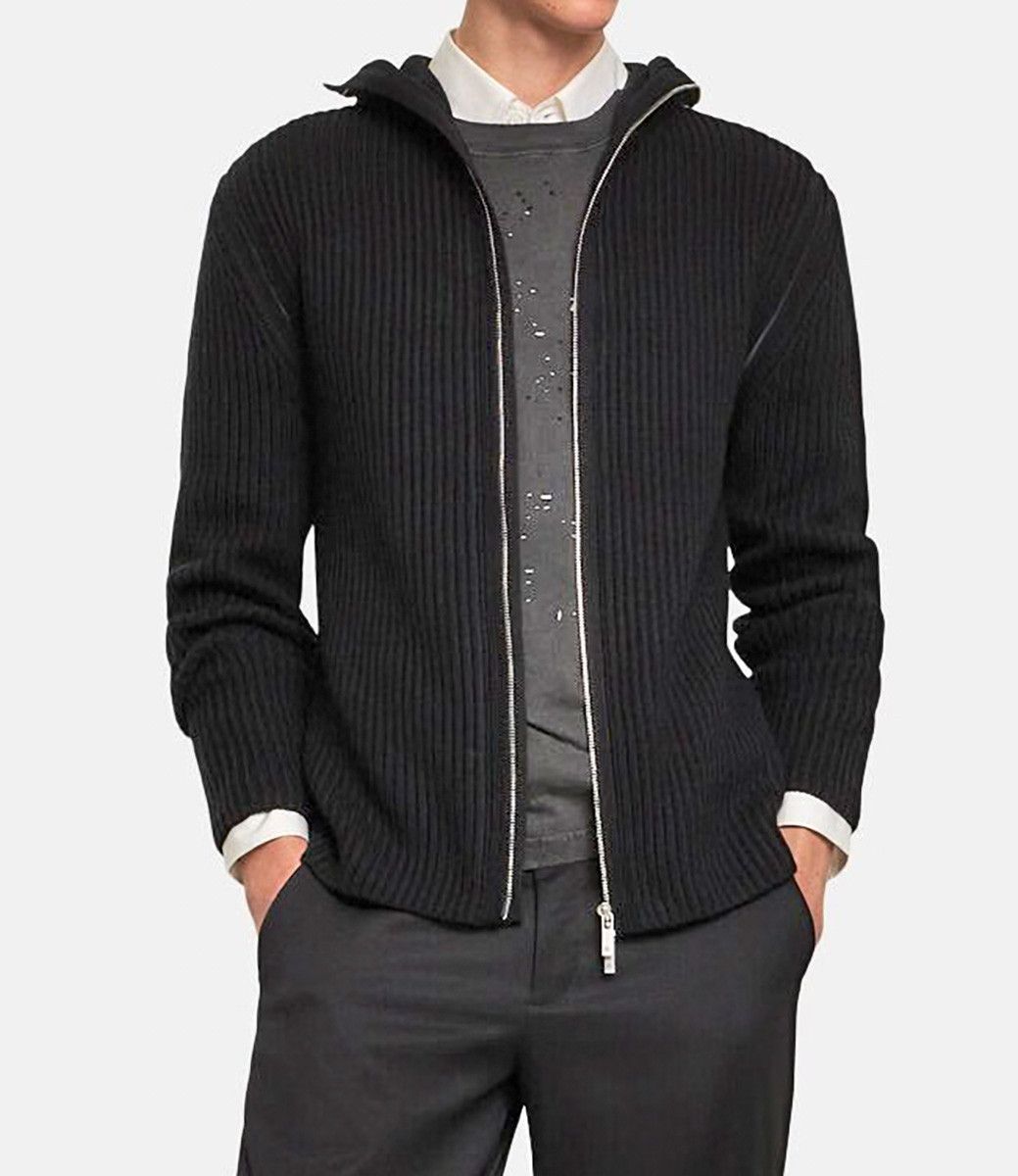Helmut Lang Balaclava Hooded Ribbed Wool Sweatshirt Size US L / EU 52-54 / 3 - 2 Thumbnail