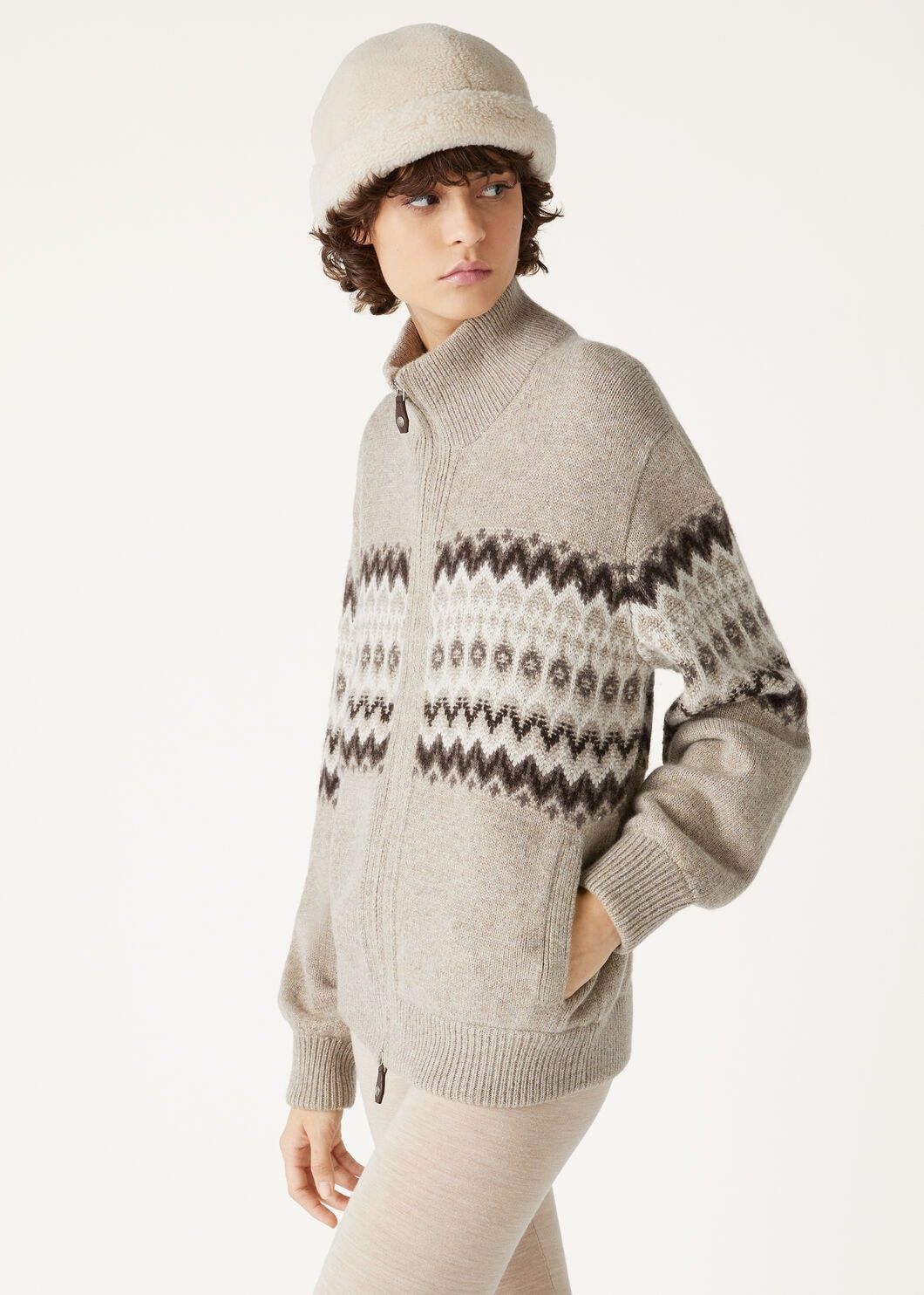 Loro Piana o1w1db10825 FAO6313 Alpe Pile Bomber Sweater in Grey Size S / US 4 / IT 40 - 4 Thumbnail