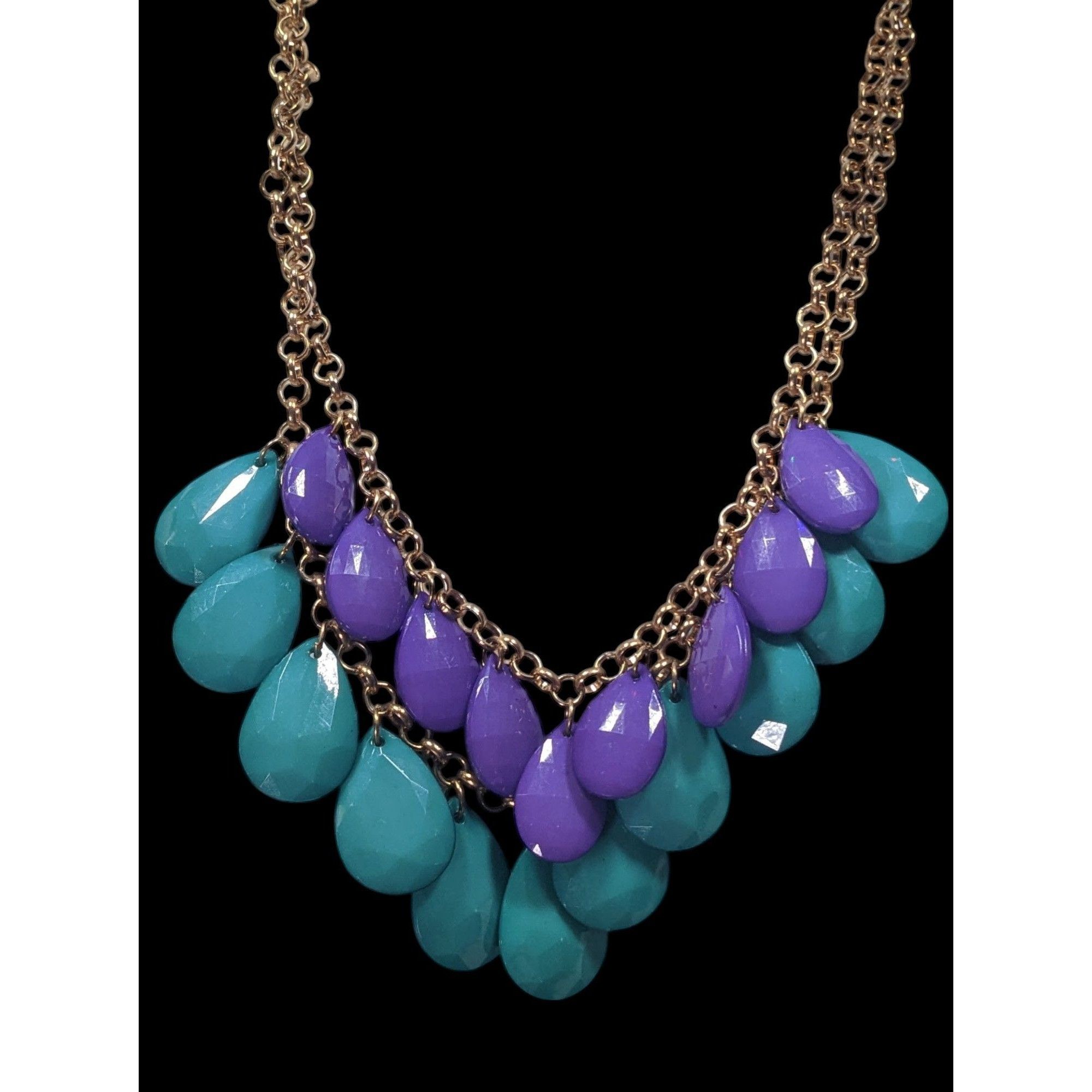 Other 90s Themed Purple And Turquoise Gemmed Layered Fringe Neckla Size ONE SIZE - 4 Thumbnail