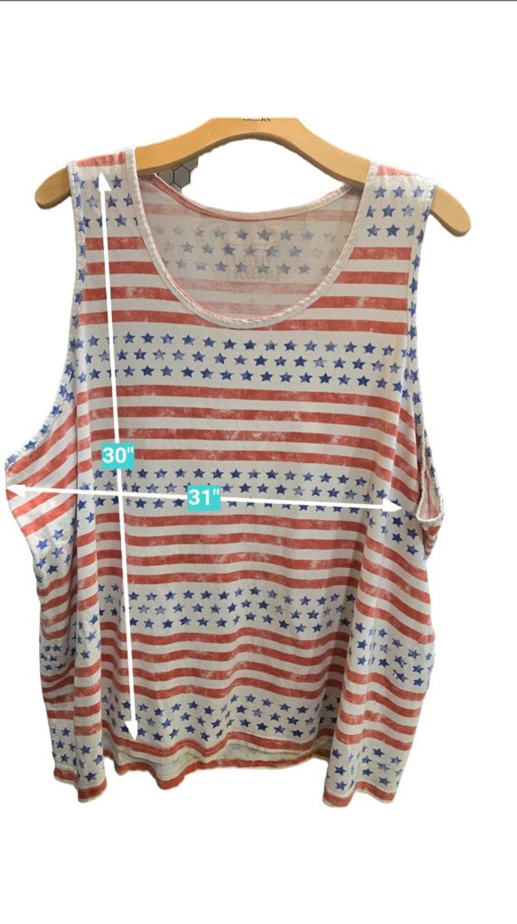 Other Women's Liberty Blues American Flag Tank Top 3X White Red Size 3XL / US 20-22 - 3 Thumbnail