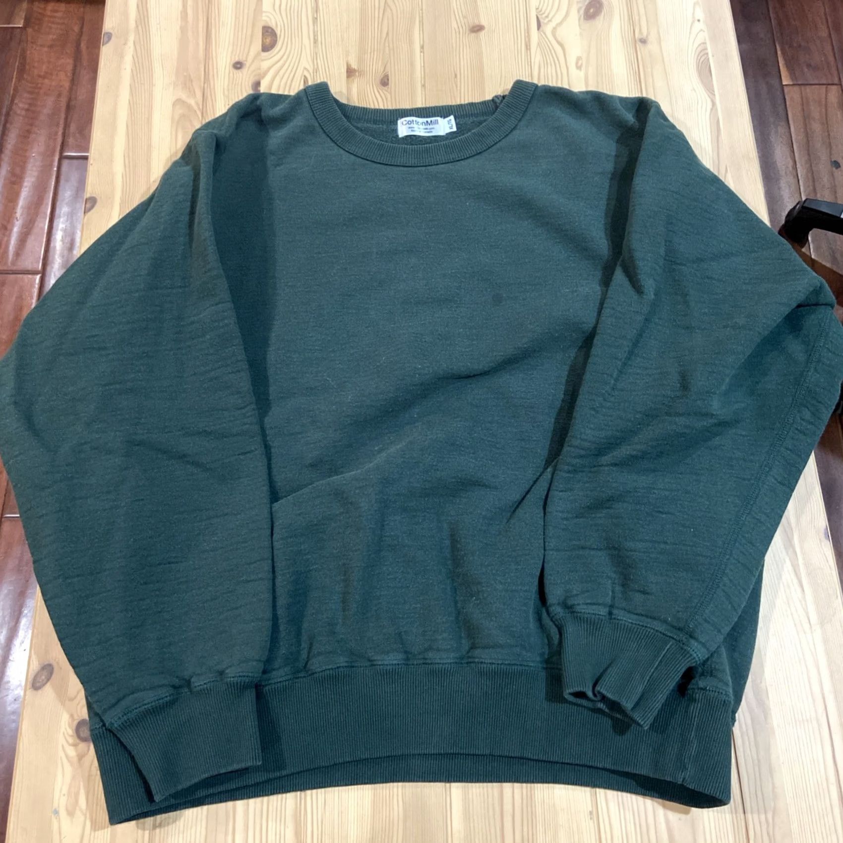 MILLY VINTAGE Cotton Mill Men's Sweater Pullover Size XL Green 100% Cotton Canada CA 19247 Long Sleeve Round Neck Size US XL / EU 56 / 4 - 2 Thumbnail