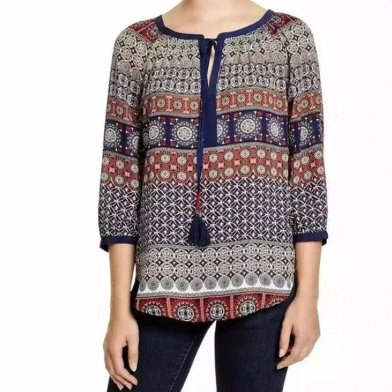 Other Wilcox Tie Neck Blouse - Stitch Fix 3/4 Sleeve Boho Top Size S / US 4 / IT 40 - 3 Thumbnail