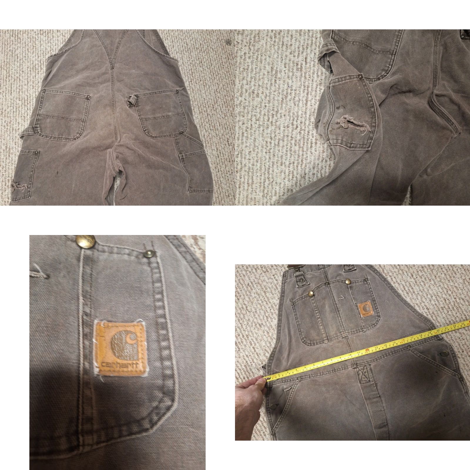 Carhartt VINTAGE Carhartt Dungarees 40 Tan Overalls Mens Trousers Workwear Casual Vintage USA 90s Grunge Retro Logo Quilted Canvas Cotton Size US 40 / EU 56 - 8 Thumbnail