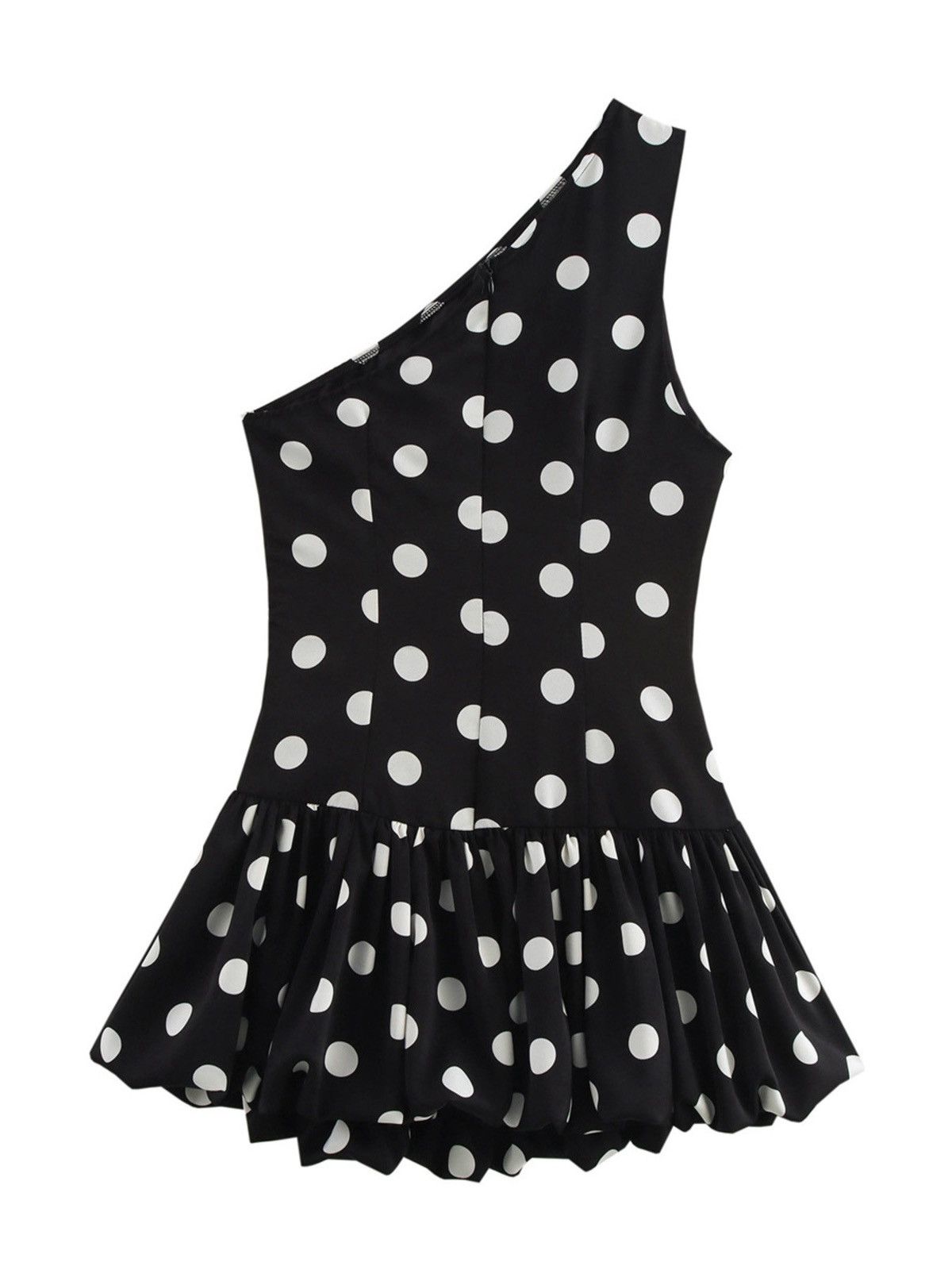 Other NWT One-Shoulder Polka Dot Ruffled Mini Dress Size S/M/L Size M / US 6-8 / IT 42-44 - 4 Thumbnail