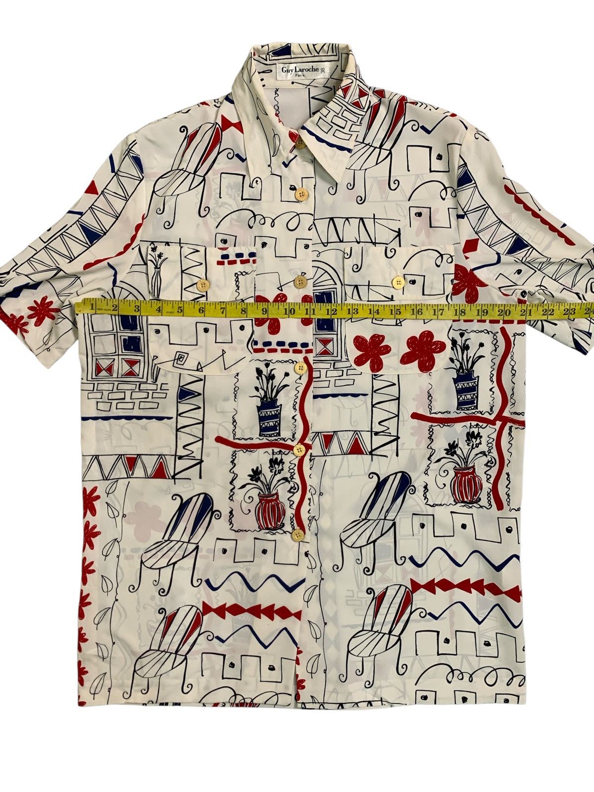 Guy Laroche Rare Design Vintage Guy Laroche Paris Short-Sleeved Blouse Size M / US 6-8 / IT 42-44 - 8 Thumbnail