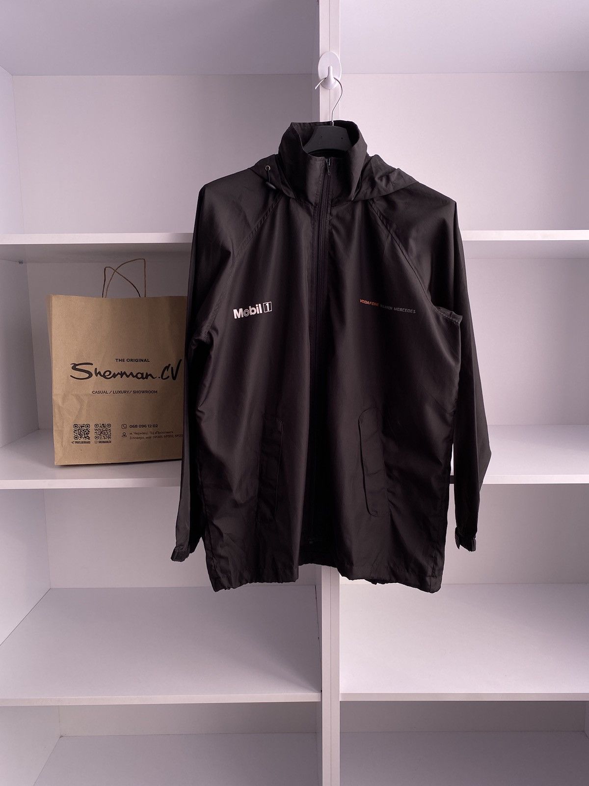Vintage Vodafone McLaren Mercedes F1 Mobil 1 Black Rain Jacket Size US XL / EU 56 / 4 - 4 Thumbnail