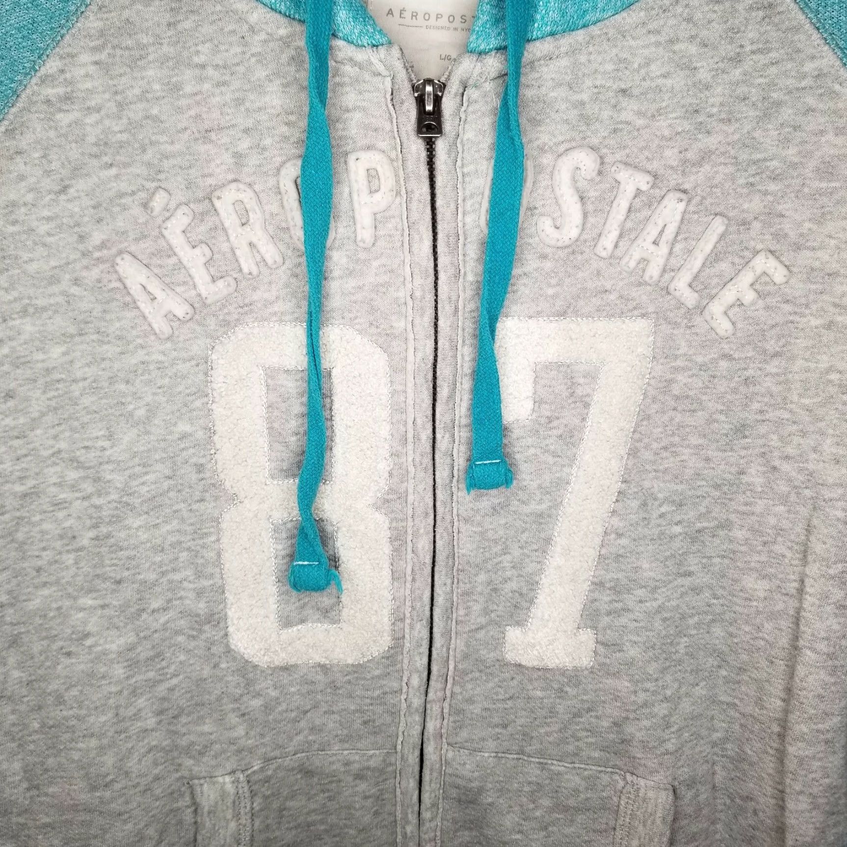 Vintage AEROPOSTALE Hoodie Women Full Zip Size L Gray Blue, Athletic, Casual, Adults Womens Size L / US 10 / IT 46 - 2 Thumbnail