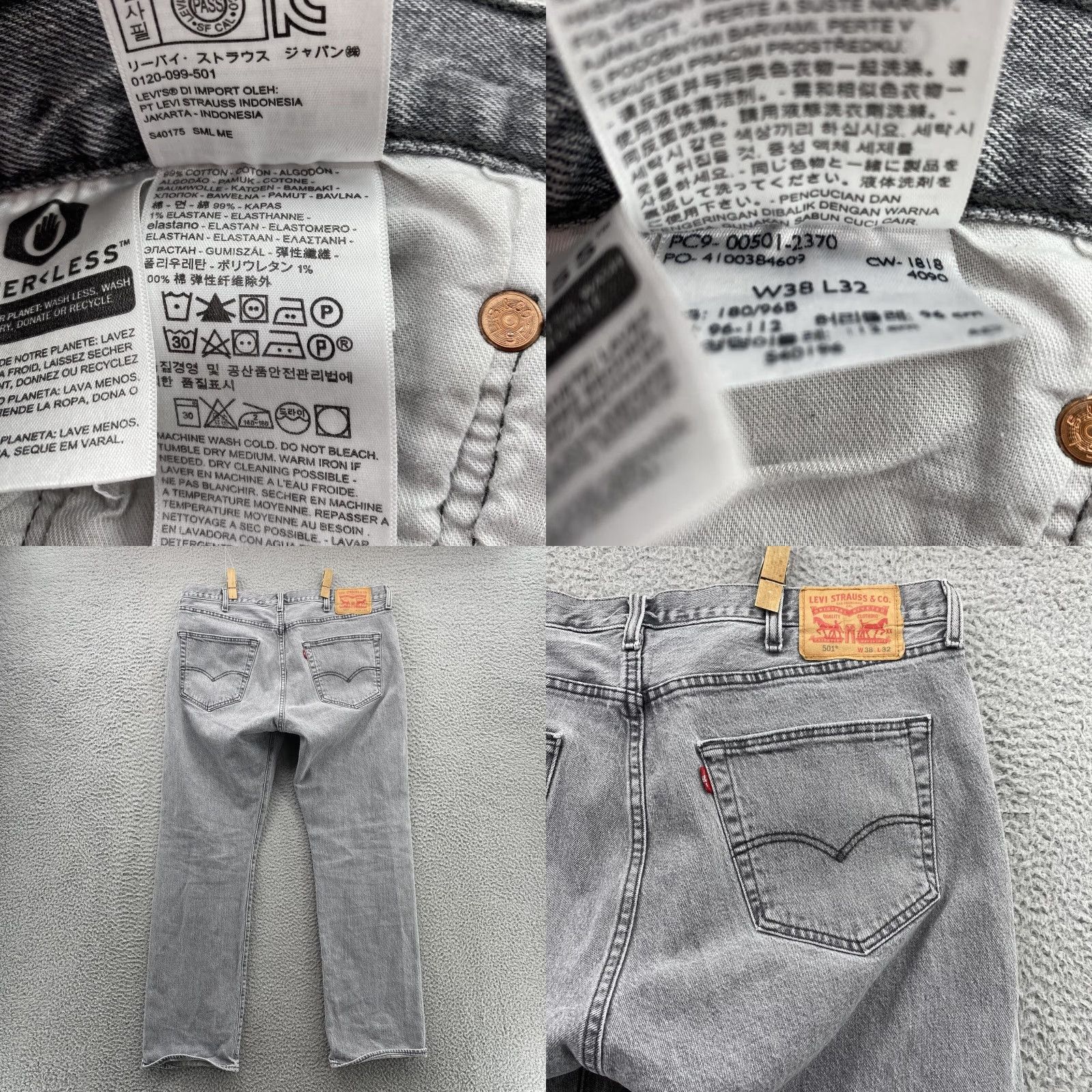 Levi's VINTAGE Levi's 501 XX Jeans 38x31 Button Fly Classic Straight Denim Pants 90s Men Size US 38 / EU 54 - 8 Thumbnail
