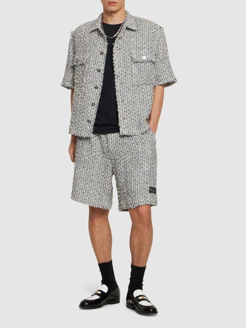 Amiri o1s1wg110525 Camp-Collar Frayed Cotton Tweed Overshirt Size US M / EU 48-50 / 2 - 4 Thumbnail