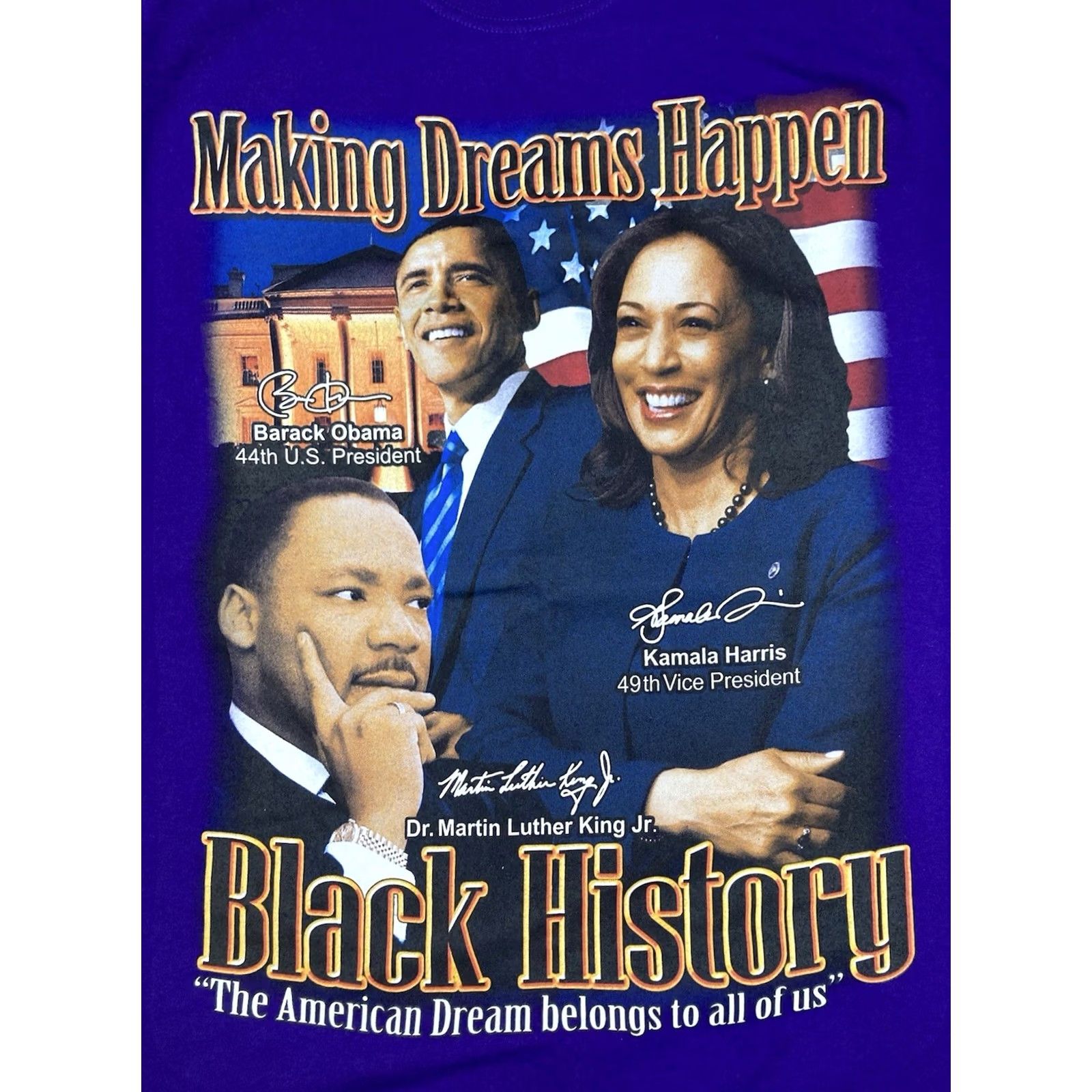 Gildan VINTAGE Black History Making Dreams Happen Graphic T-shirt Men XL Purple Short Sleeve Size US XL / EU 56 / 4 - 2 Thumbnail