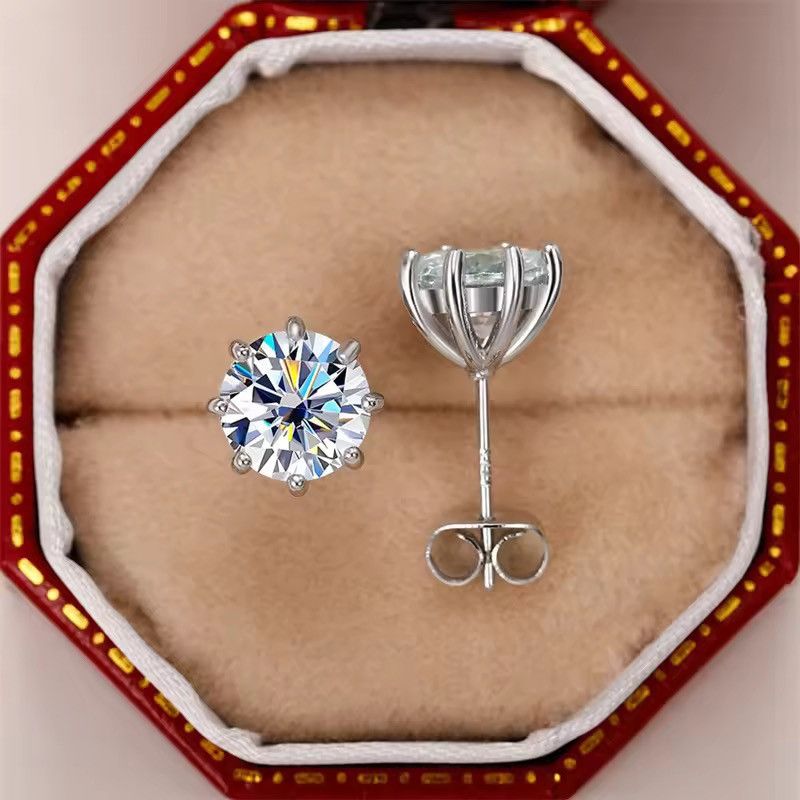 Jewelry Exquisite 8mm Claw Setting CZ Stud Earrings Size ONE SIZE - 2 Thumbnail