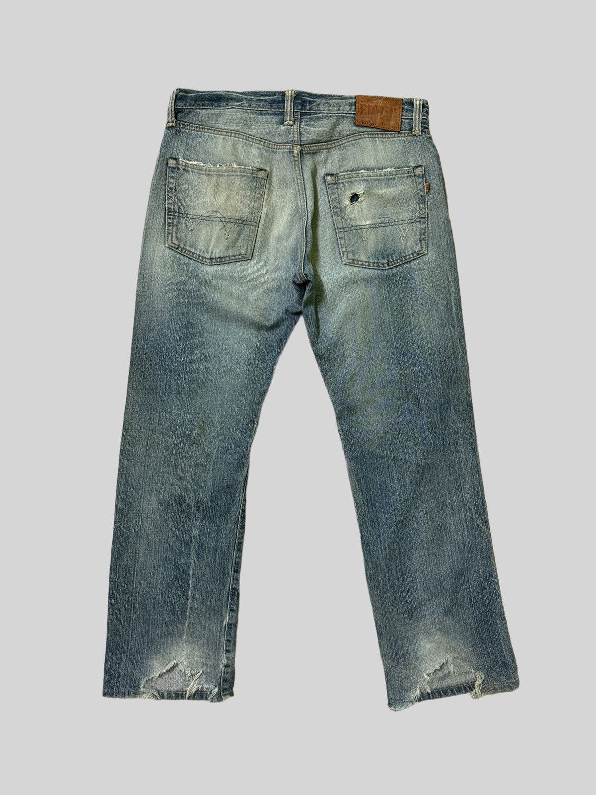 Edwin × Japanese Brand Vintage Japanese Edwin 505Bxx Selvedge Distressed Jeans Size US 33 - 2 Thumbnail