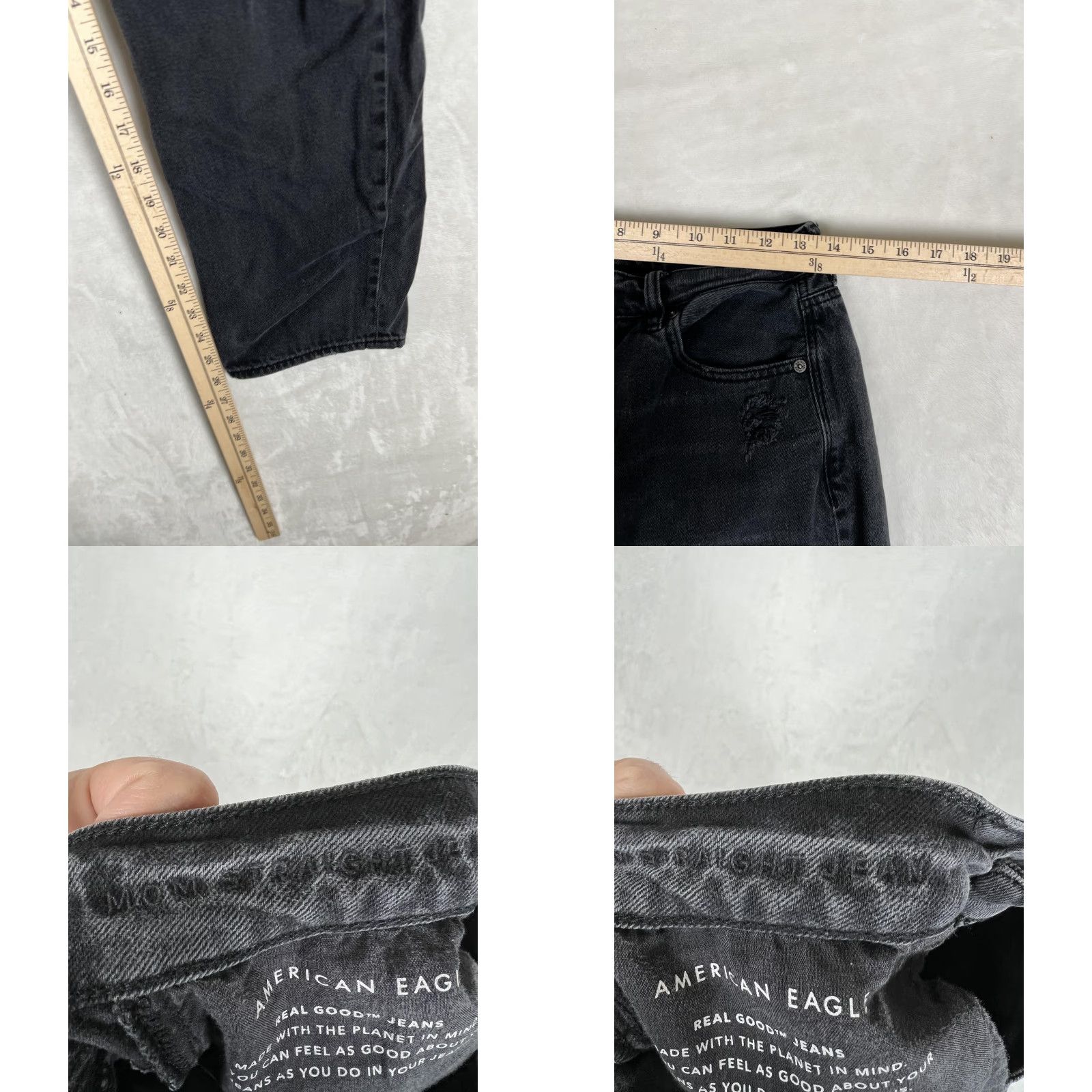 American Eagle Outfitters American Eagle Mom Jeans Womens 8 Short Gray High Rise Distressed Stretch Denim Size 30" / US 8 / IT 44 - 8 Thumbnail