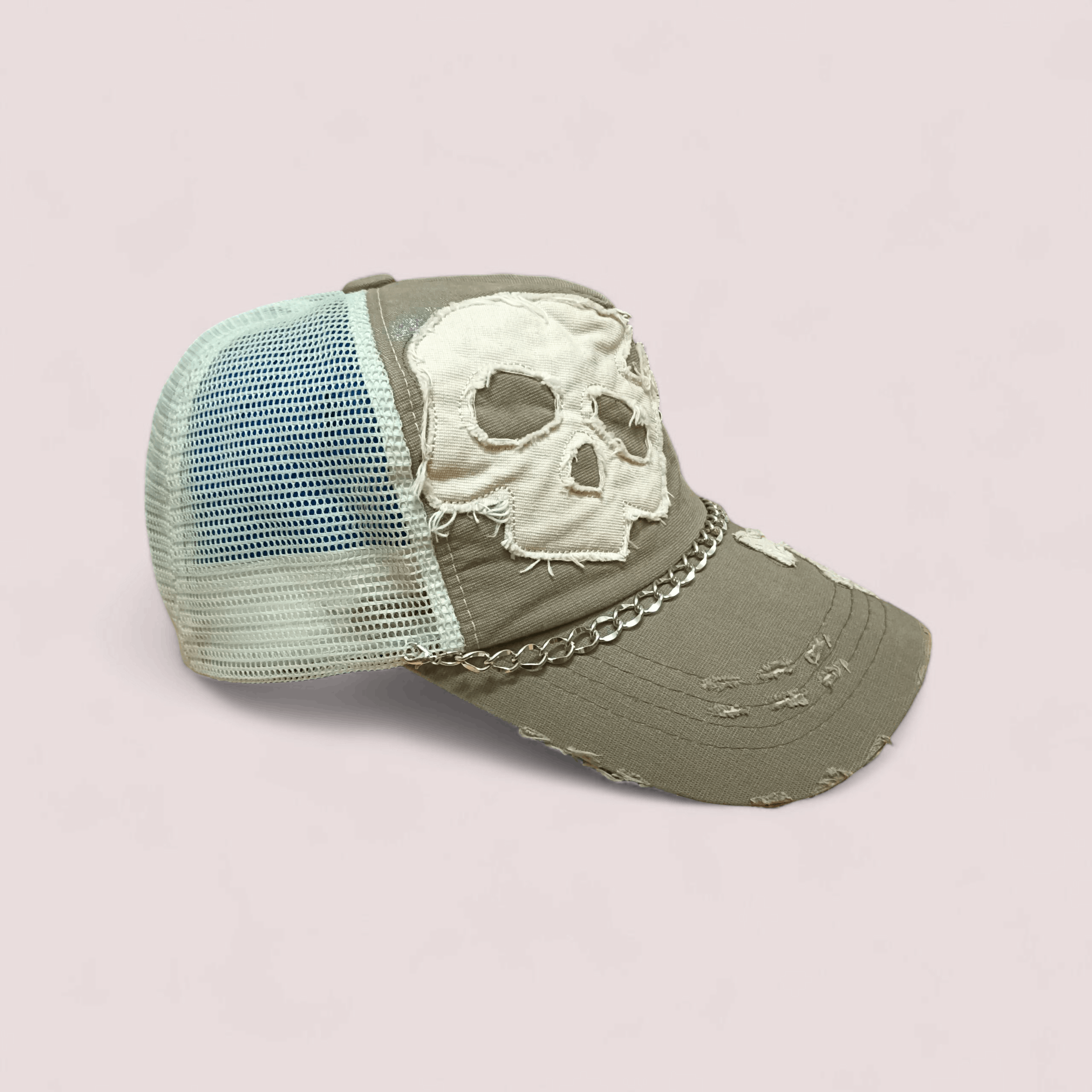 Skullcandy Punk Chain Skull Distressed Snapback Trucker Hat Size ONE SIZE - 3 Thumbnail