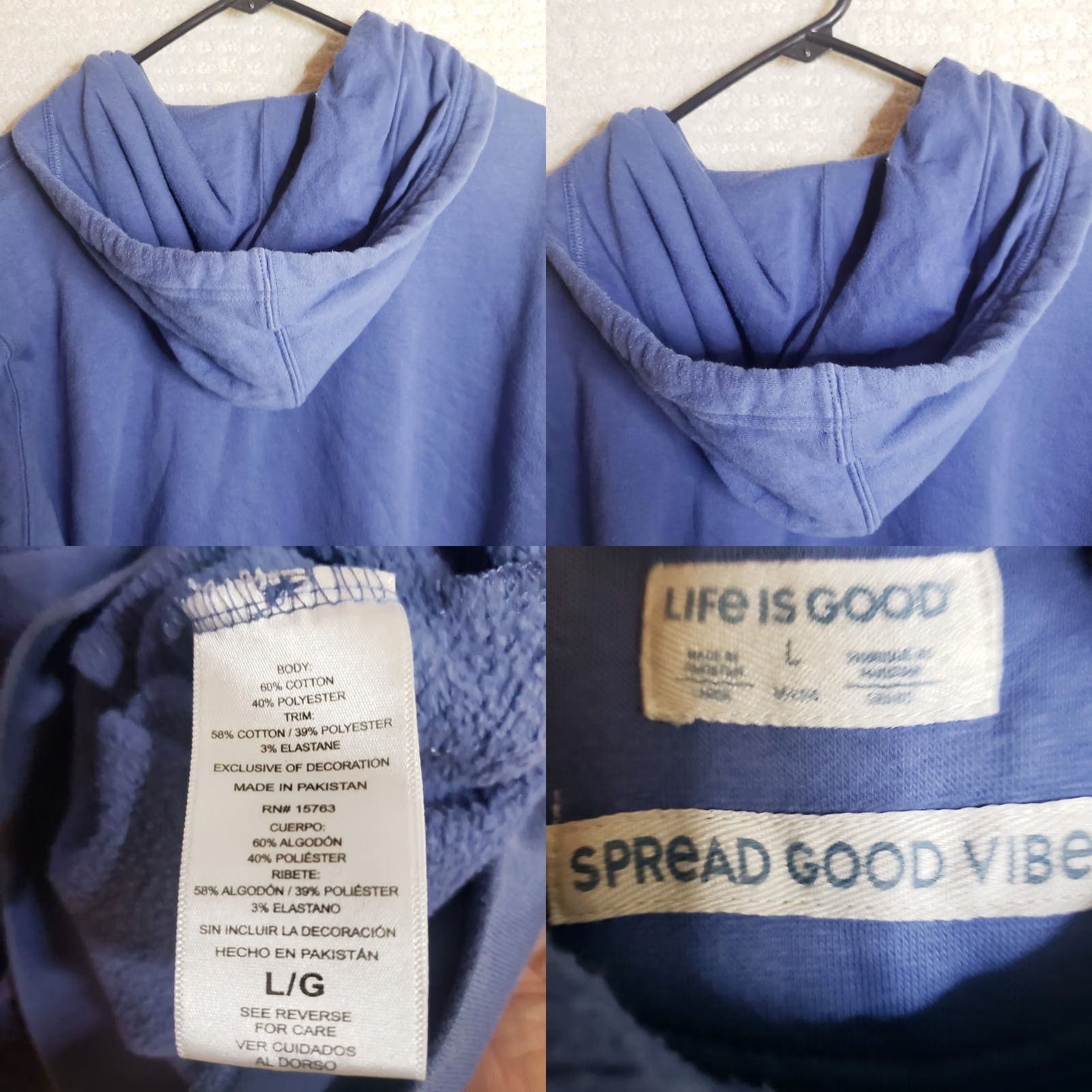 Life is Good Life is Good Hoodie Sweatshirt Blue Unisex Adults L Size US L / EU 52-54 / 3 - 9 Thumbnail