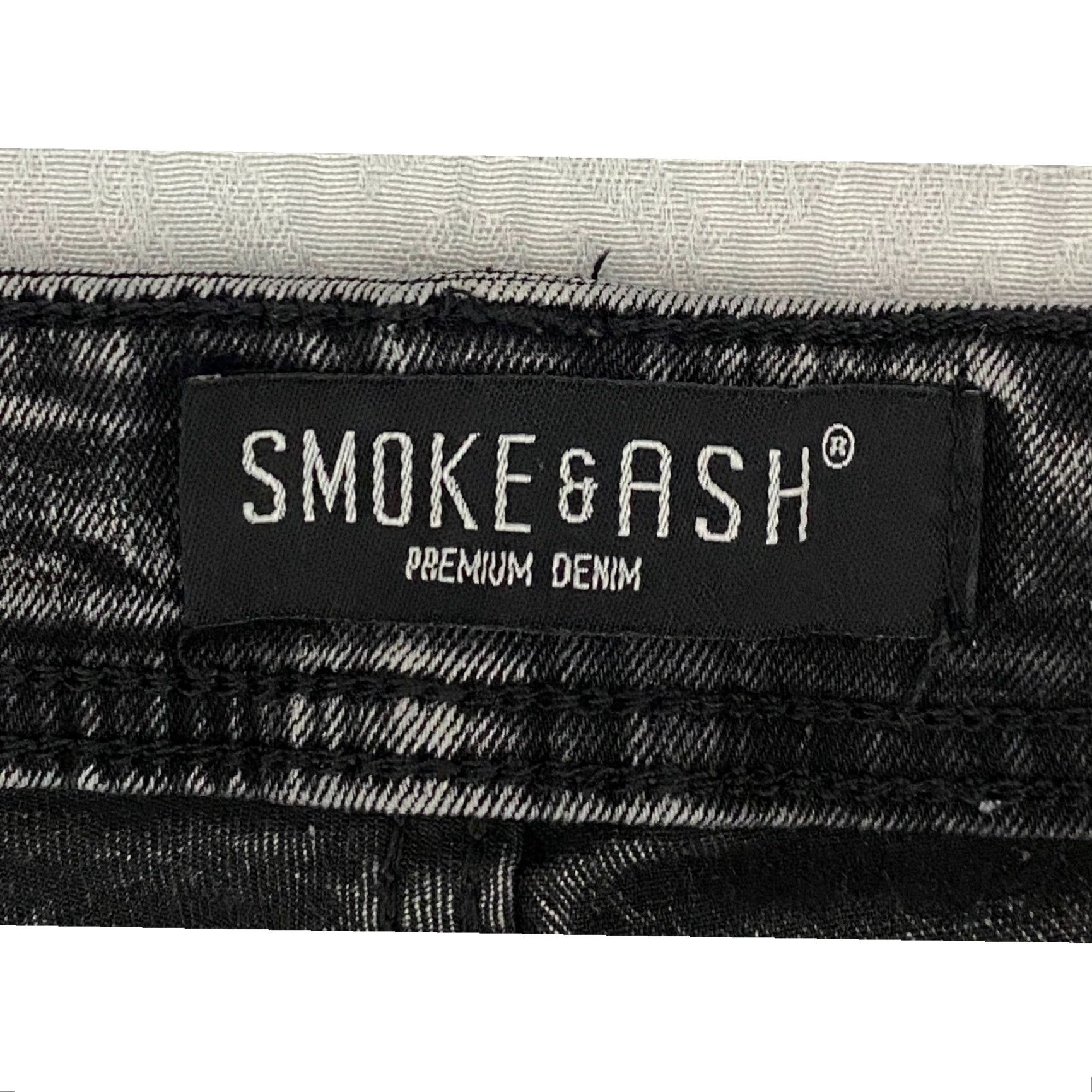 ASH SMOKE & ASH Denim Jeans Slim 30x30 Men Black Acid Wash Stretch Cotton Blend Jeans (Slim) Mens Size US 30 / EU 46 - 3 Thumbnail
