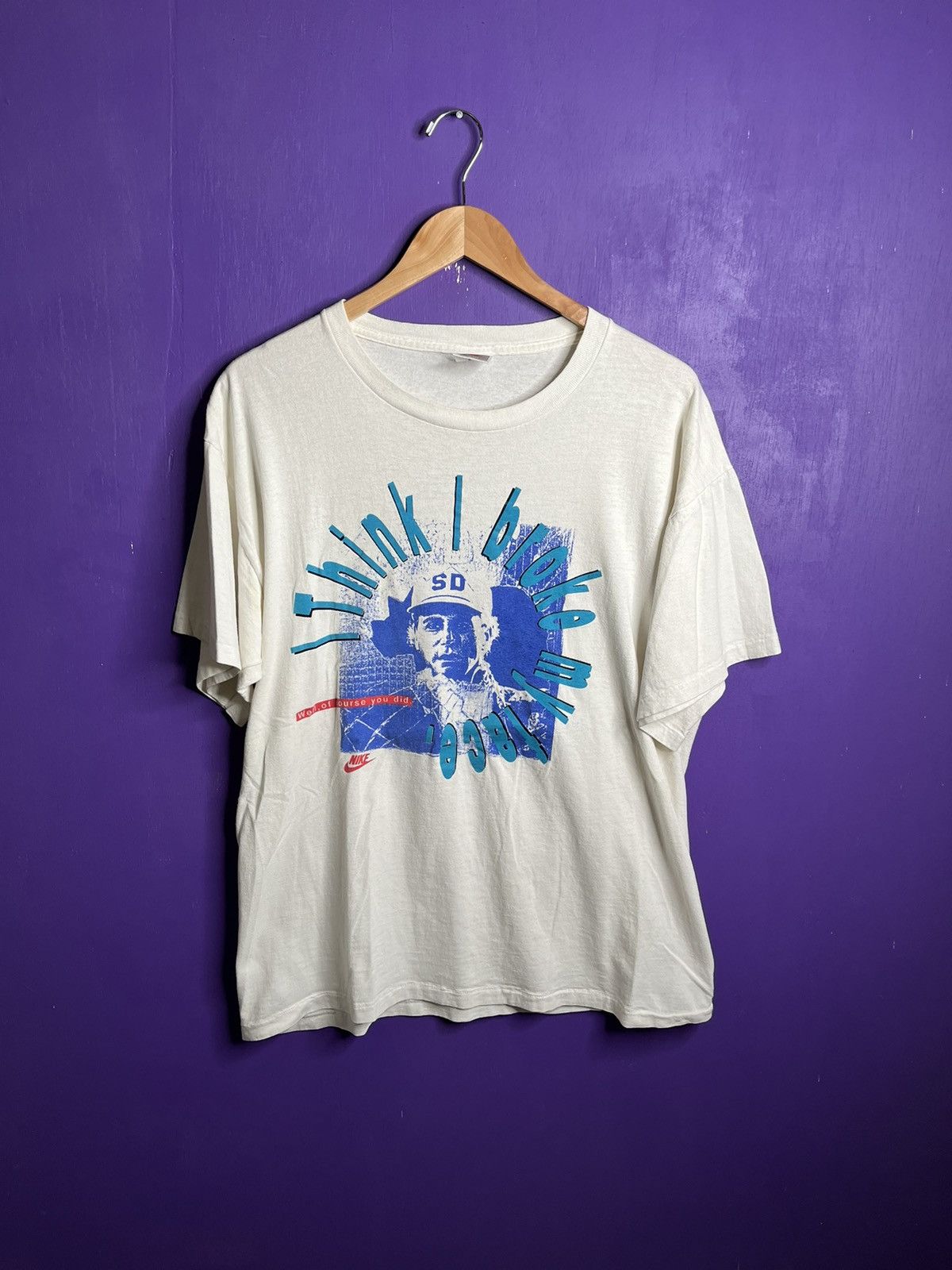 Nike × Vintage Vintage 80s Nike I think I broke my face t-shirt Size US L / EU 52-54 / 3 - 1 Thumbnail